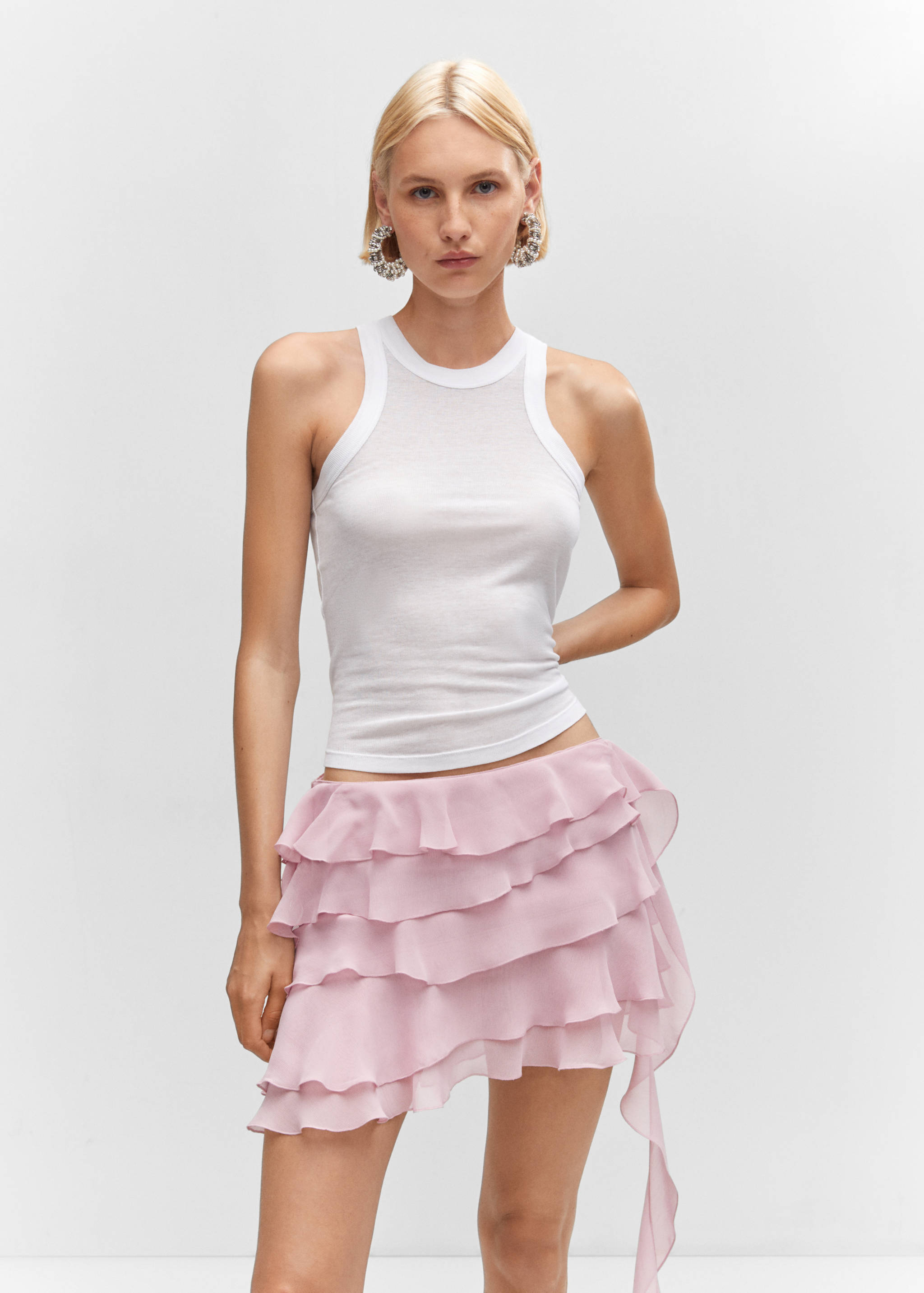 Ruffled chiffon skirt - Details of the article 1