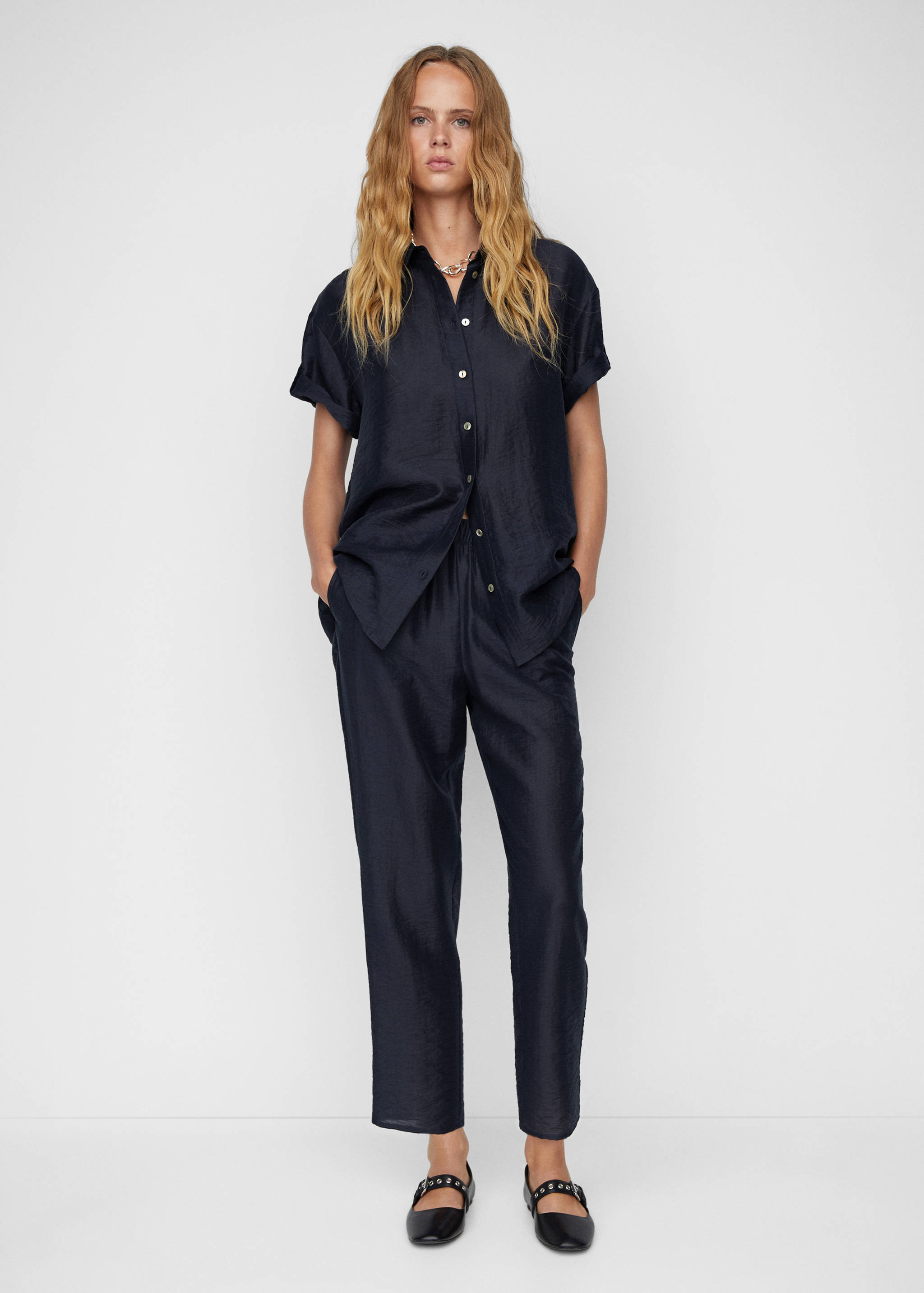 Satin lyocell trousers - General plane