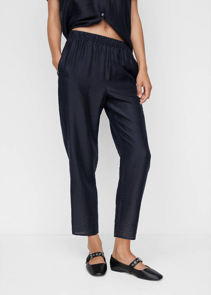 Satin lyocell trousers — Navy
