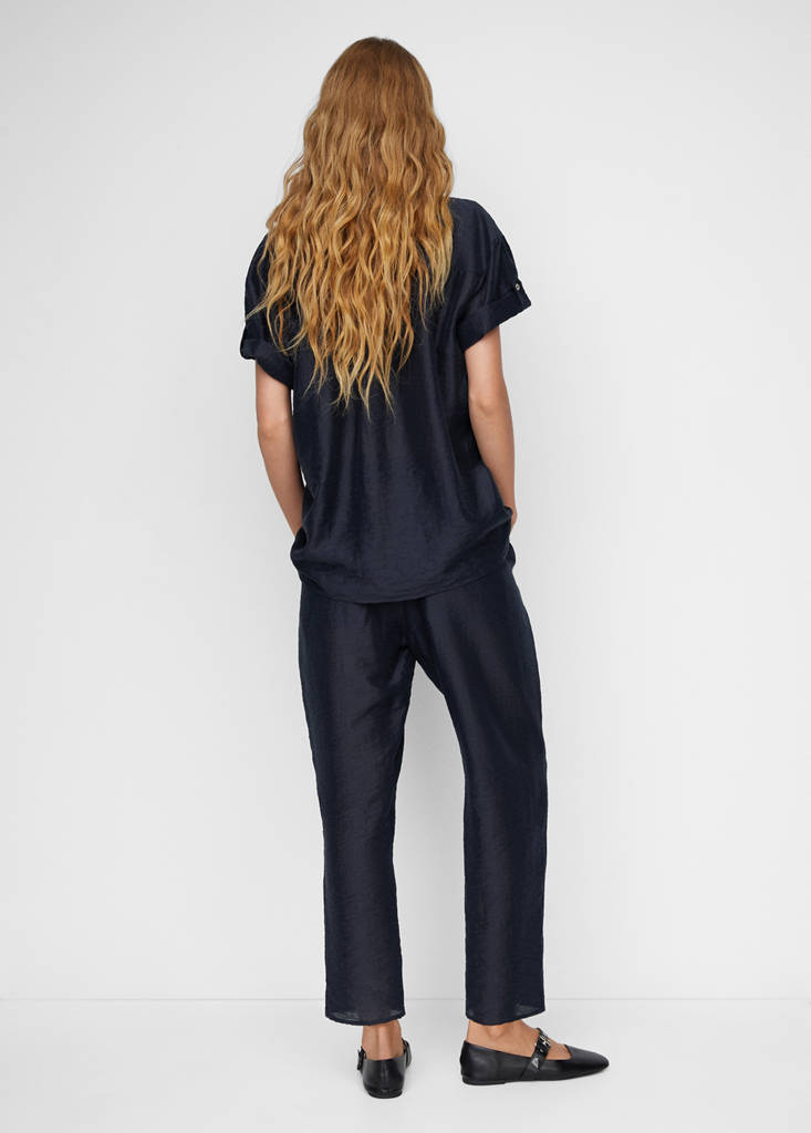 Satin lyocell trousers — Navy