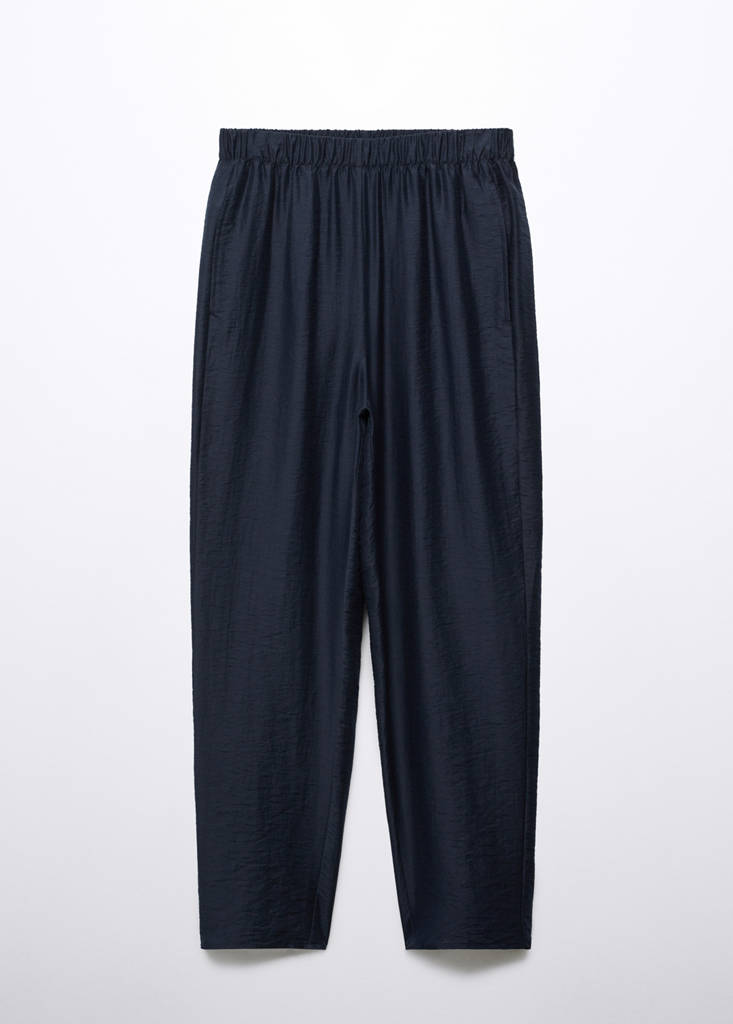 Satin lyocell trousers — Navy