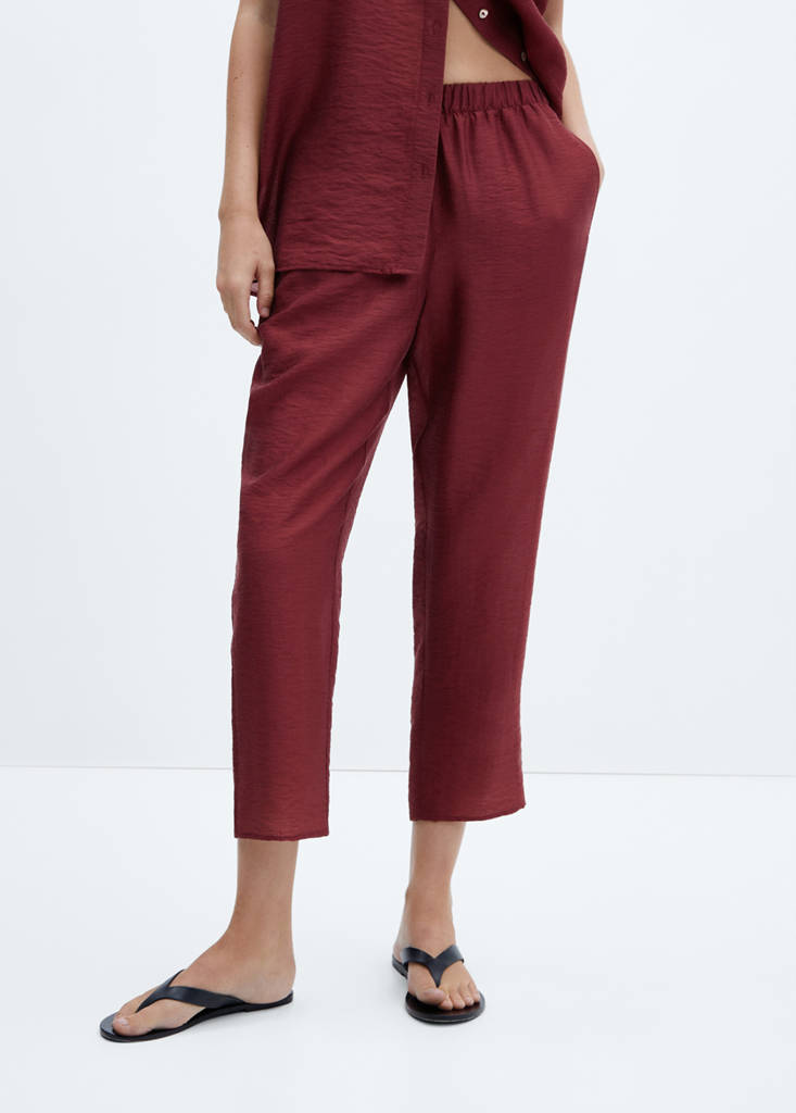 Satin lyocell trousers — Russet