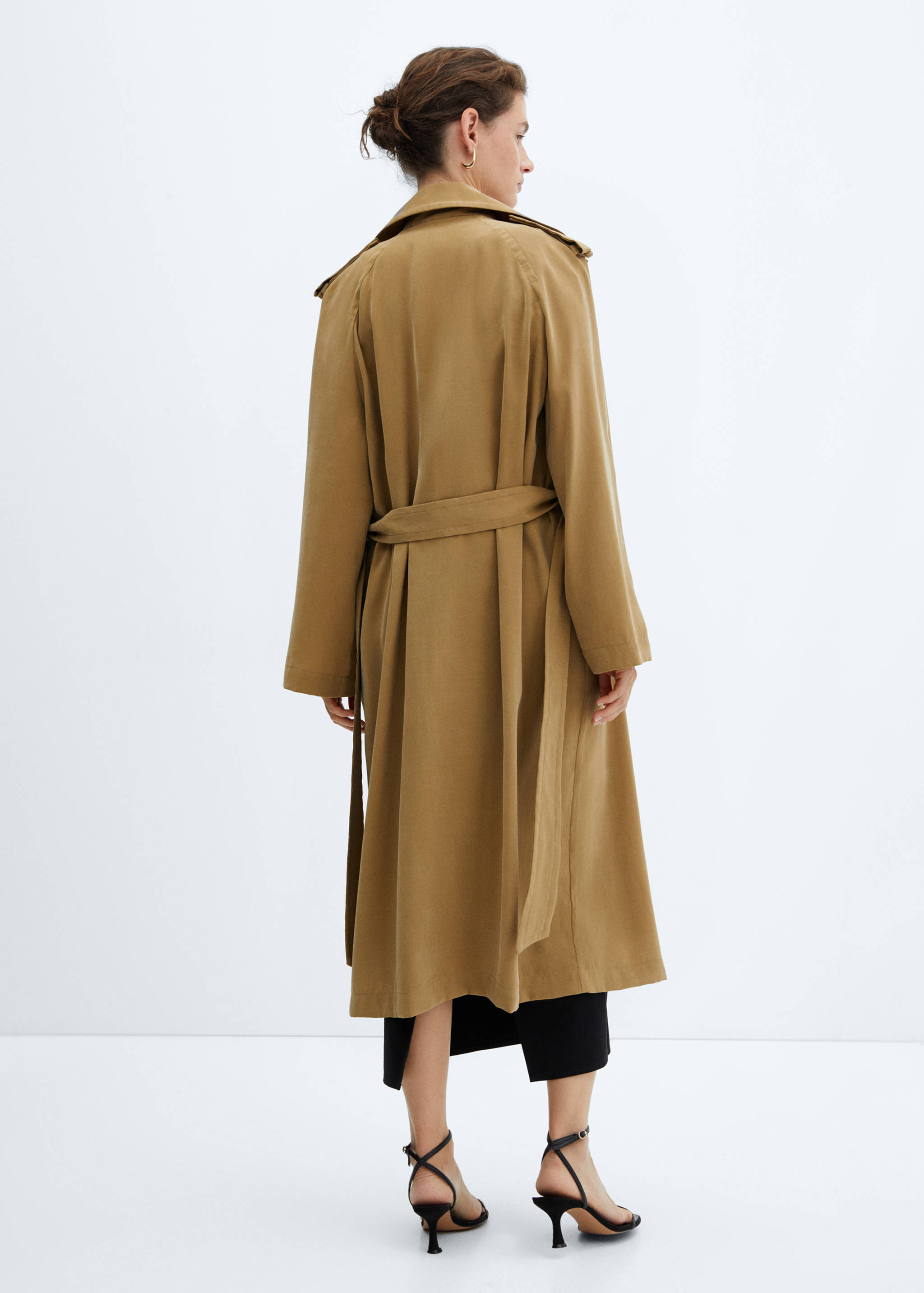 Modal trench coat with tie - Reverse of the article