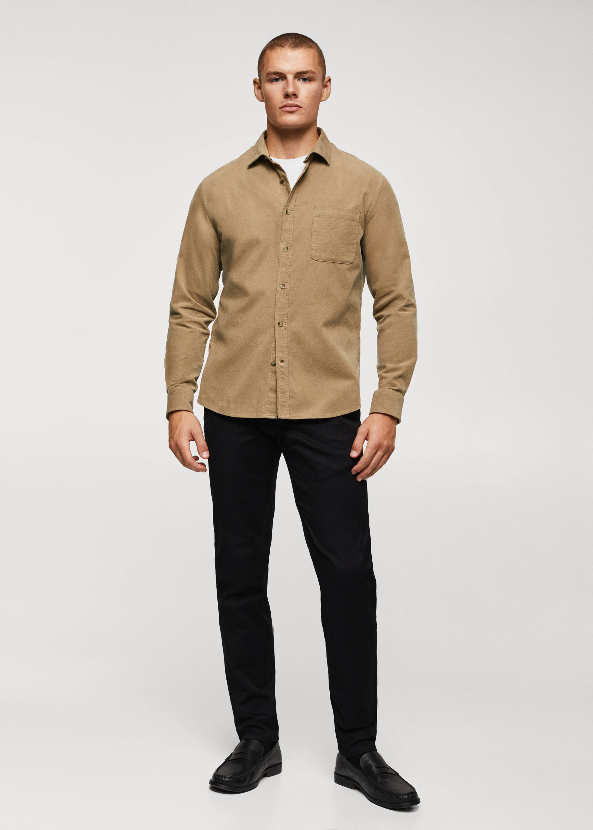 Regular fit micro corduroy shirt - General plane