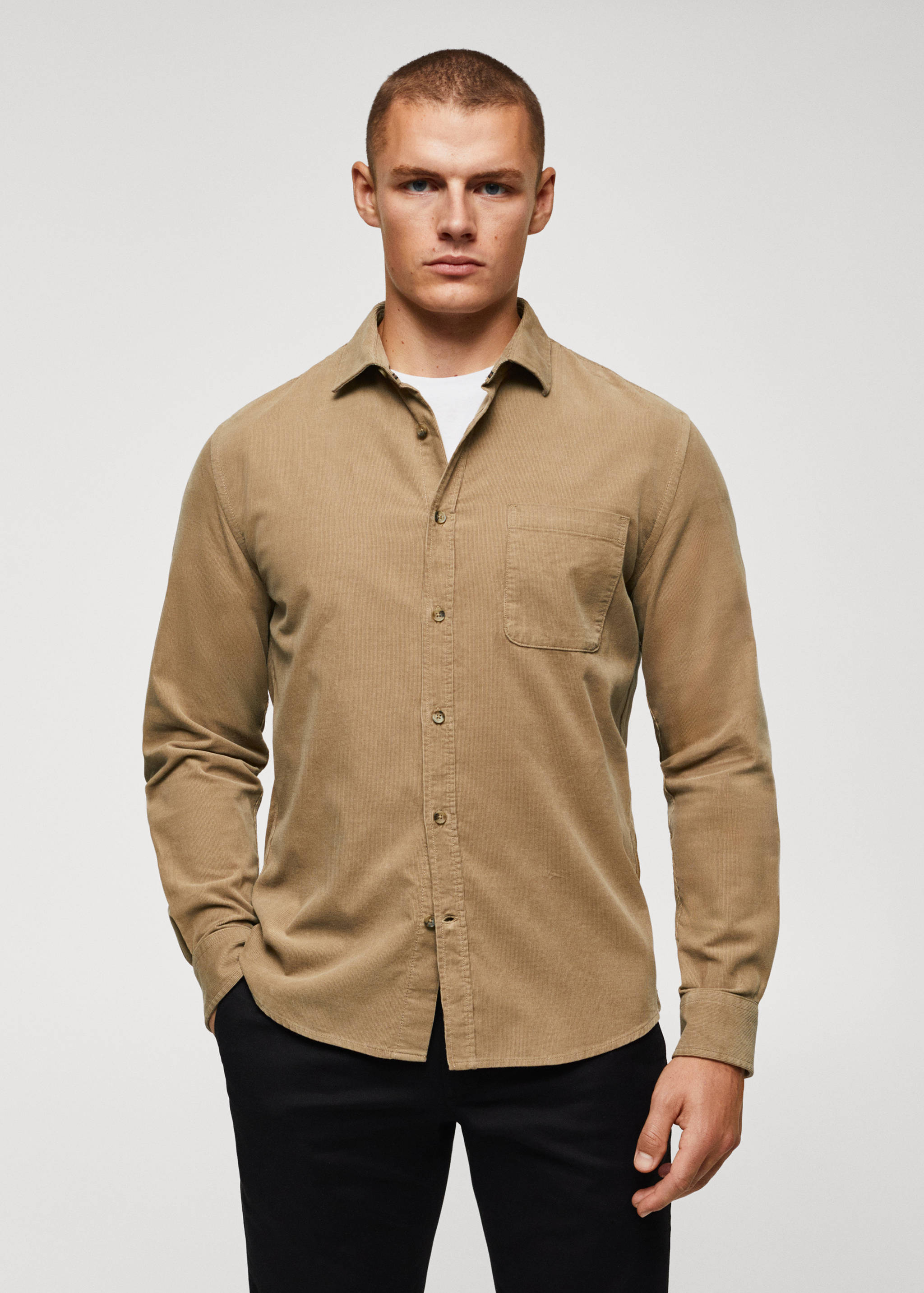 Regular fit micro corduroy shirt - Medium plane