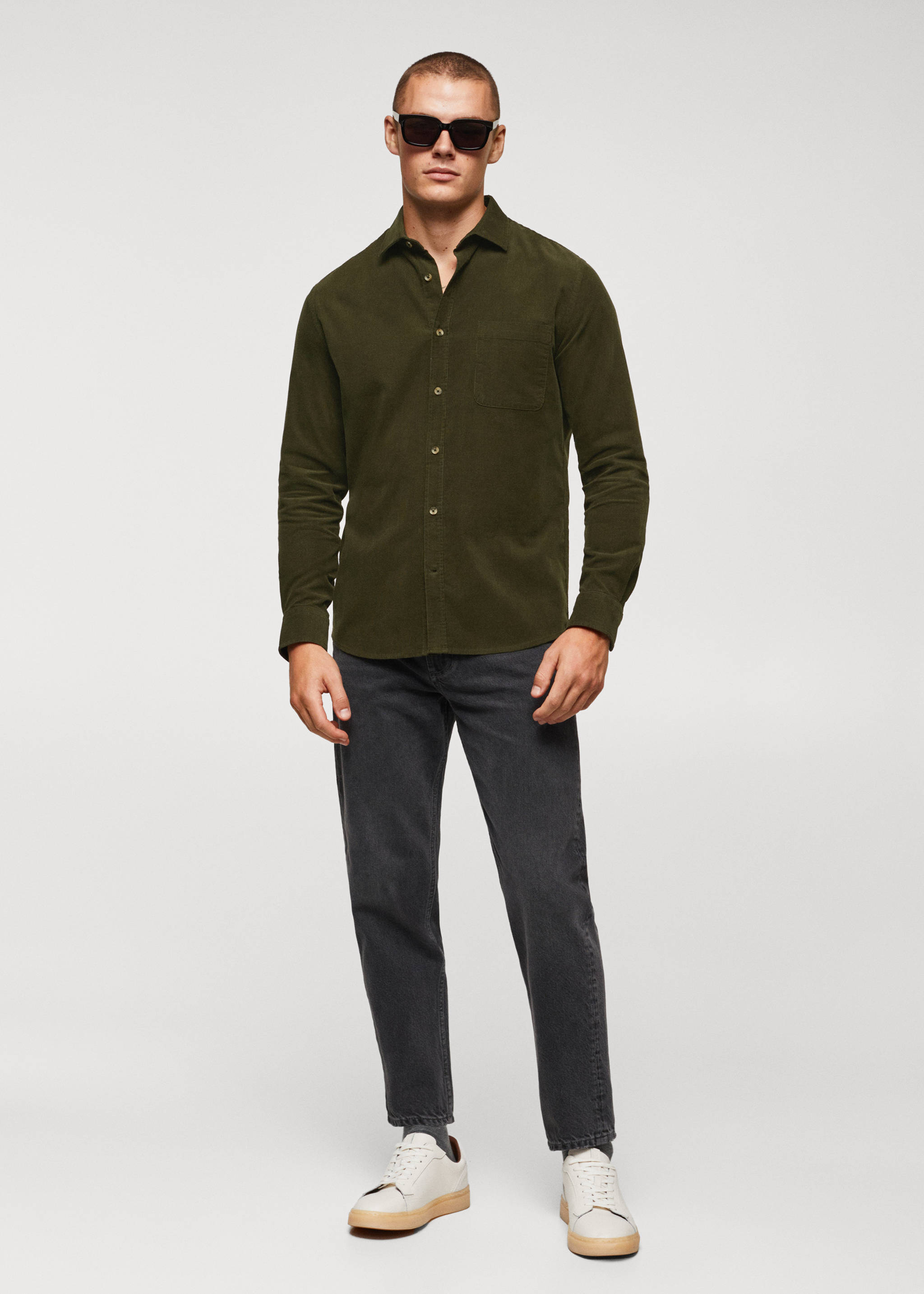 Regular fit micro corduroy shirt - General plane