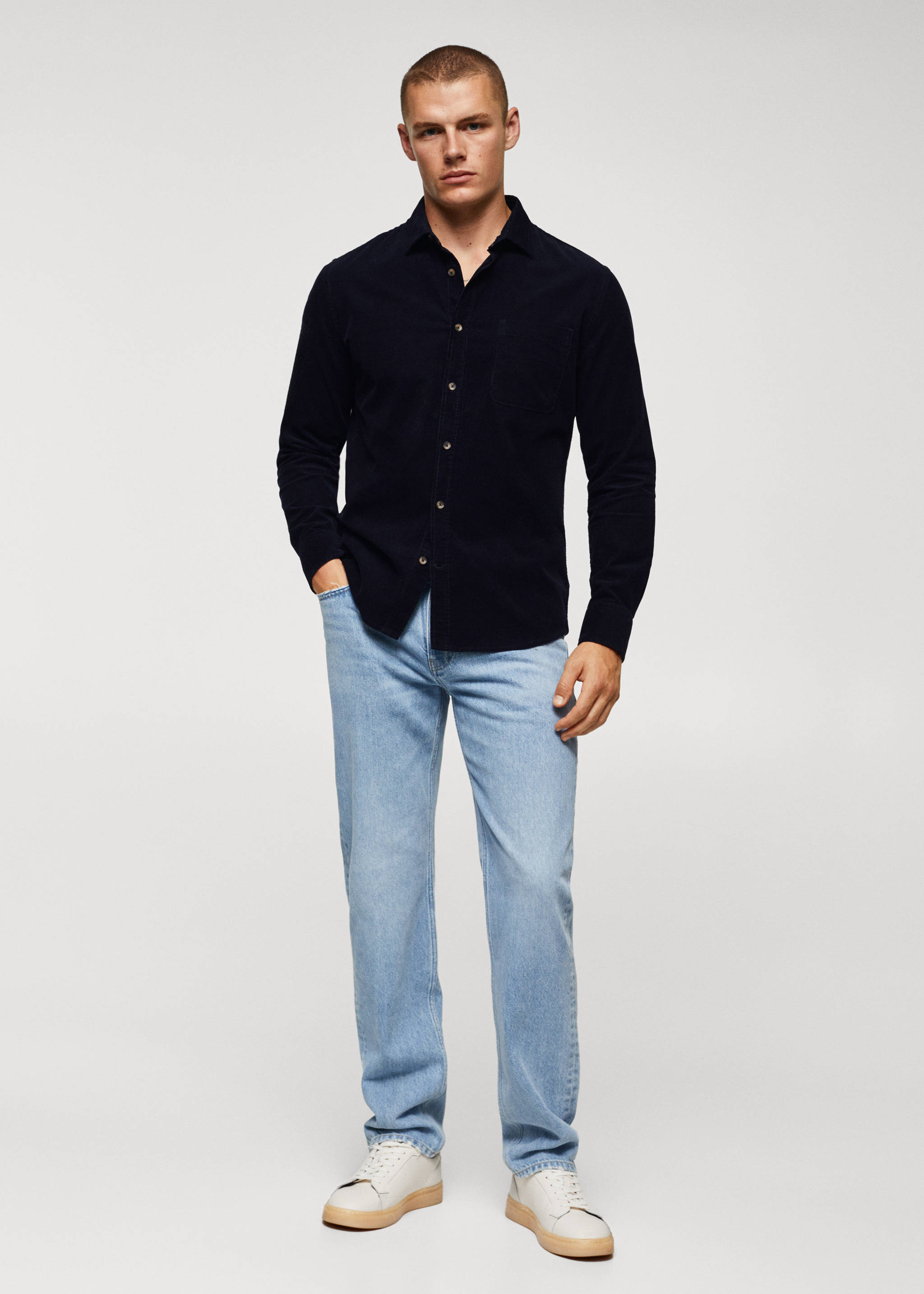 Regular fit micro corduroy shirt - General plane