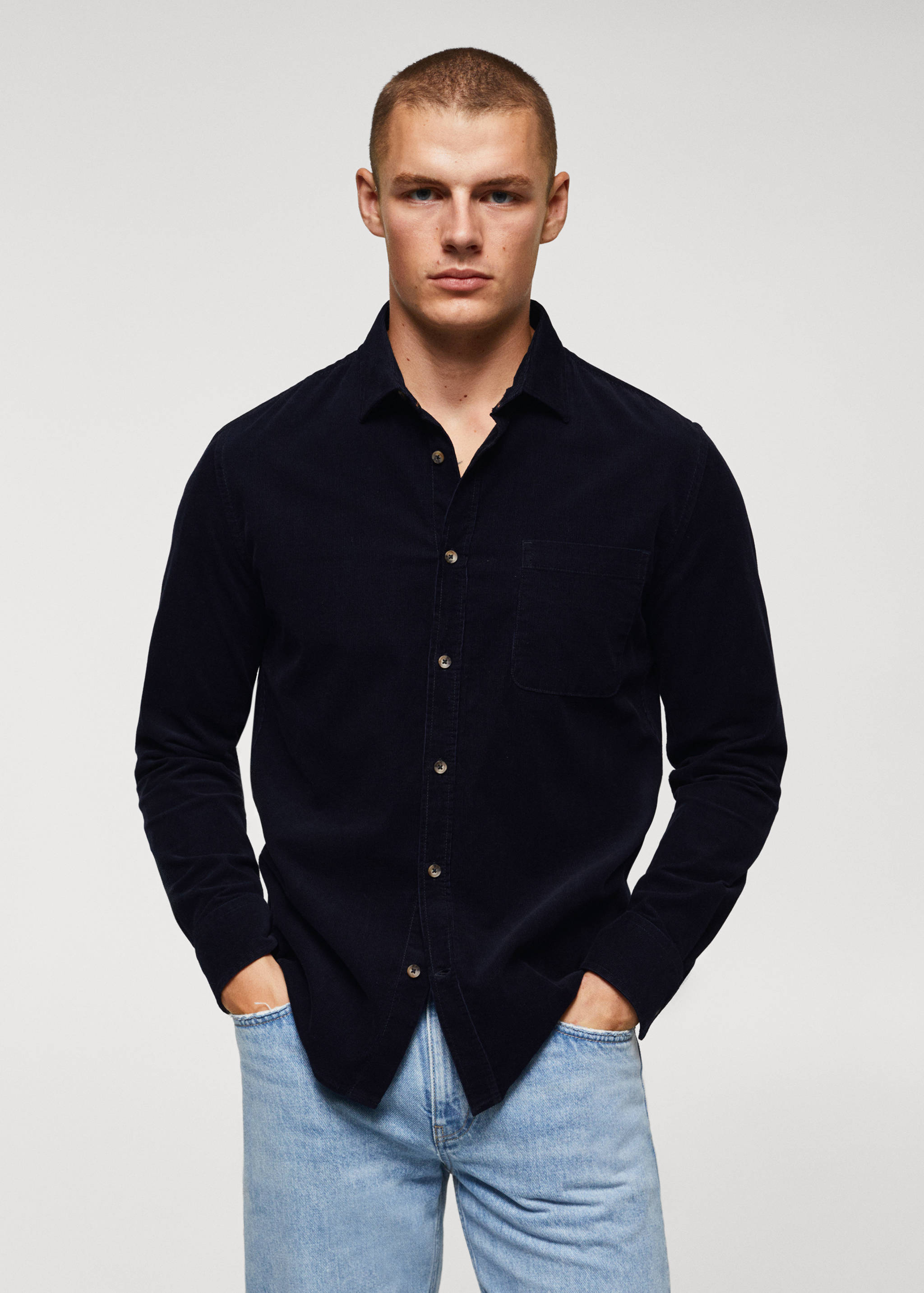 Regular fit micro corduroy shirt - Medium plane