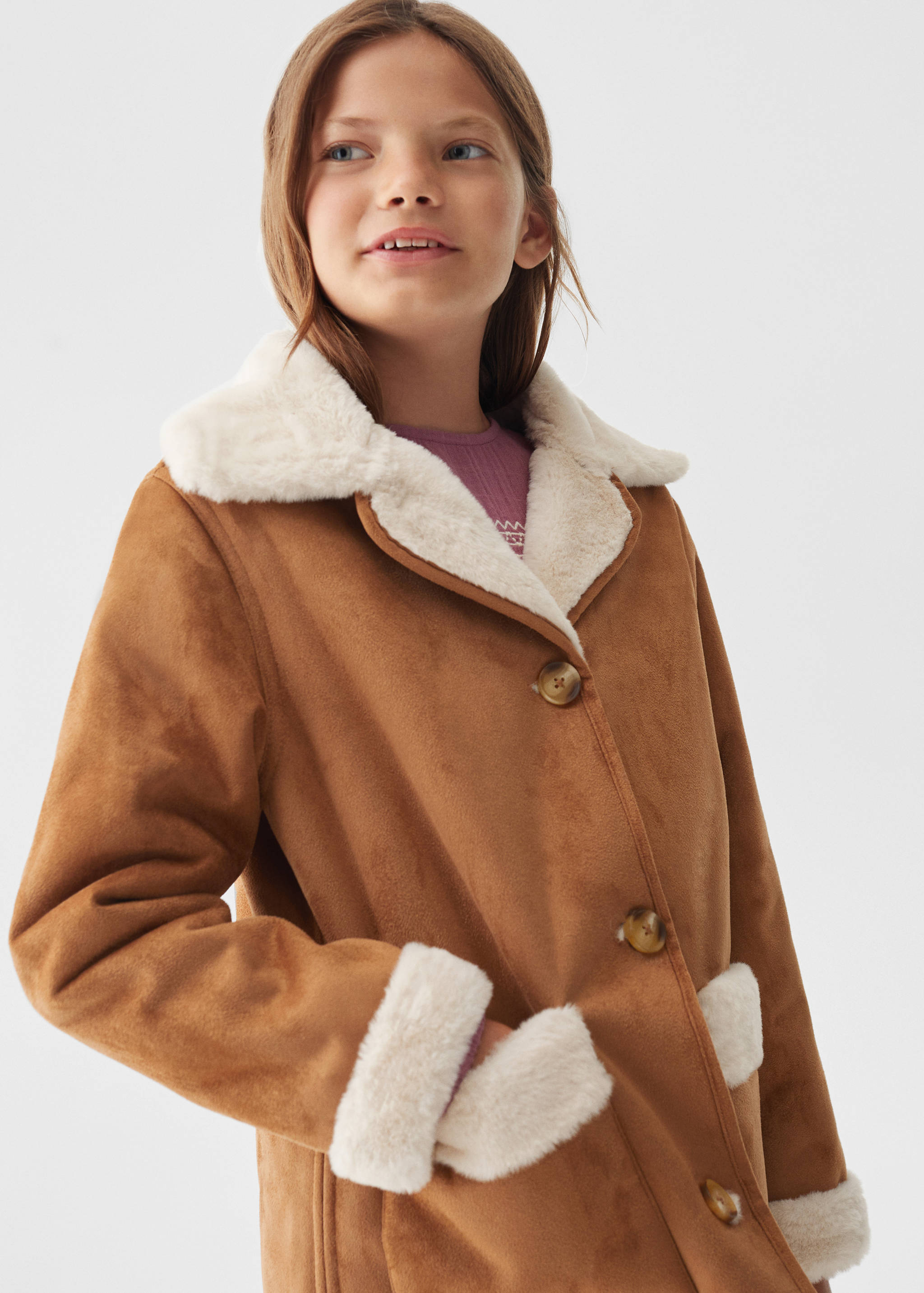 Coat with shearling-effect lining - Medium plane