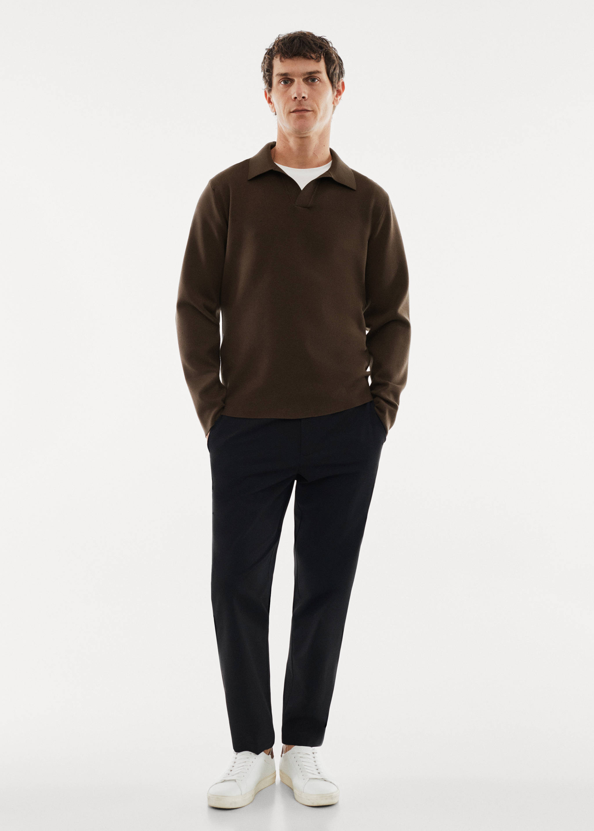 Breathable fine-knit polo shirt - General plane