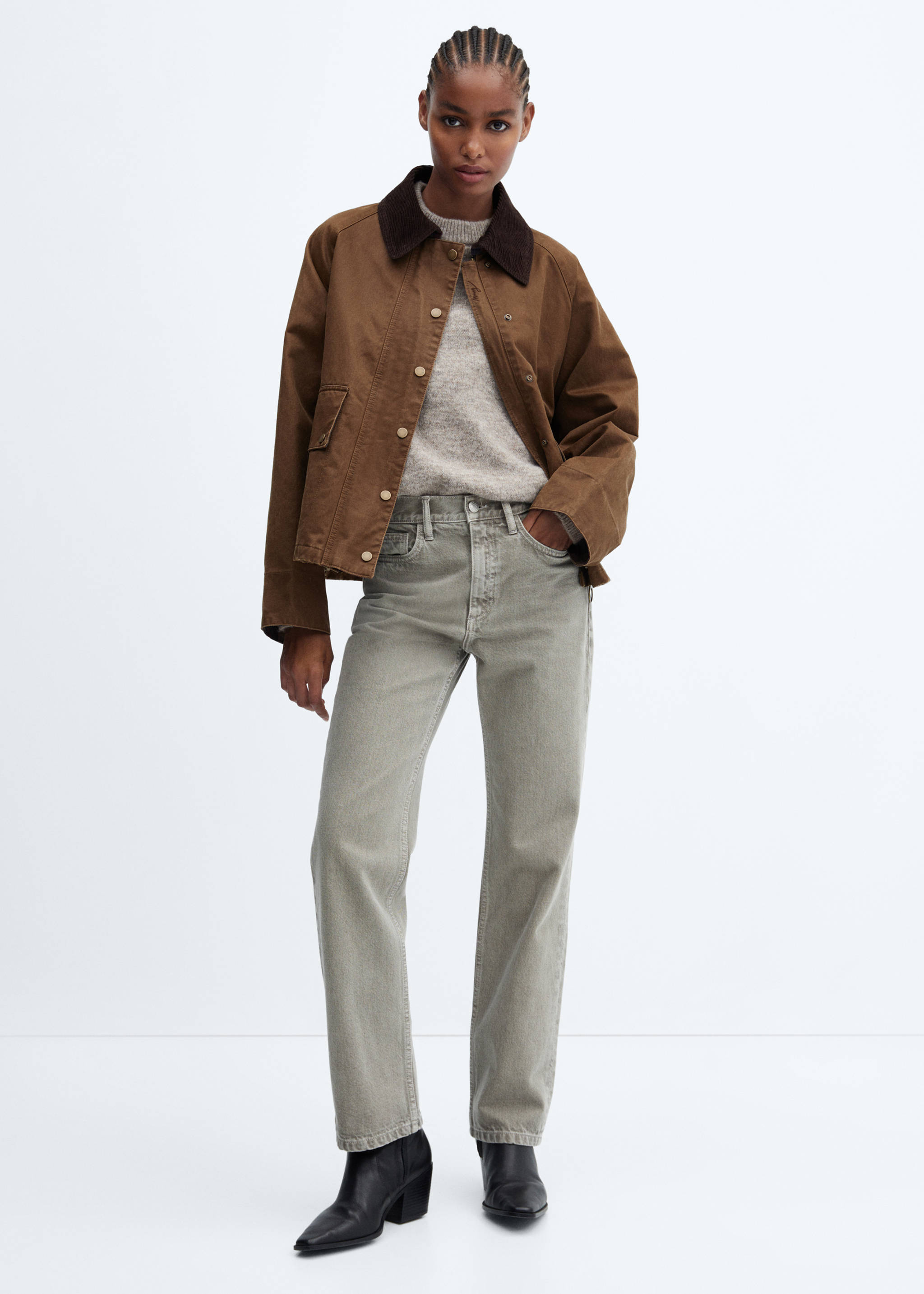 Waxed-effect short parka - General plane