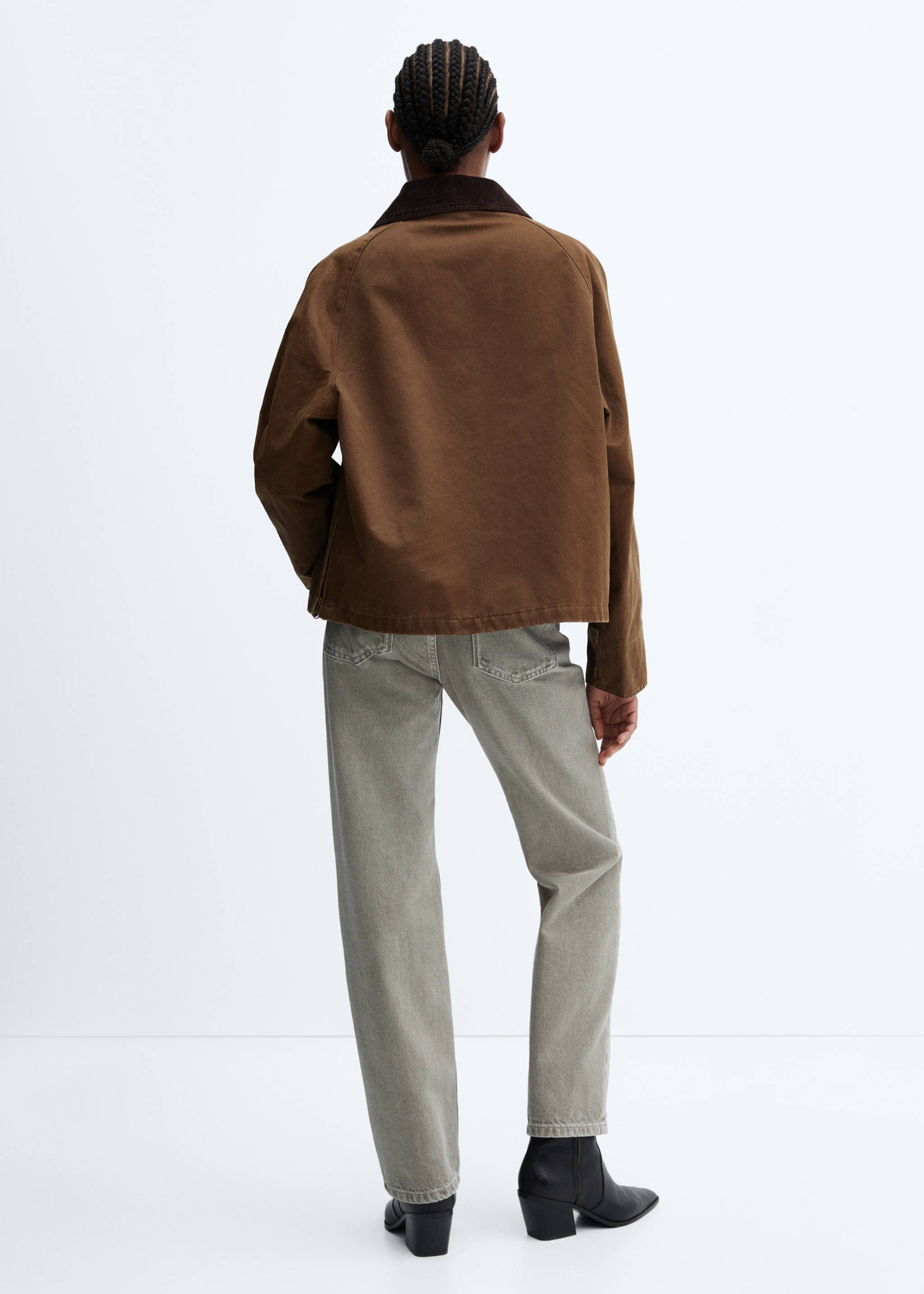 Waxed-effect short parka - Reverse of the article