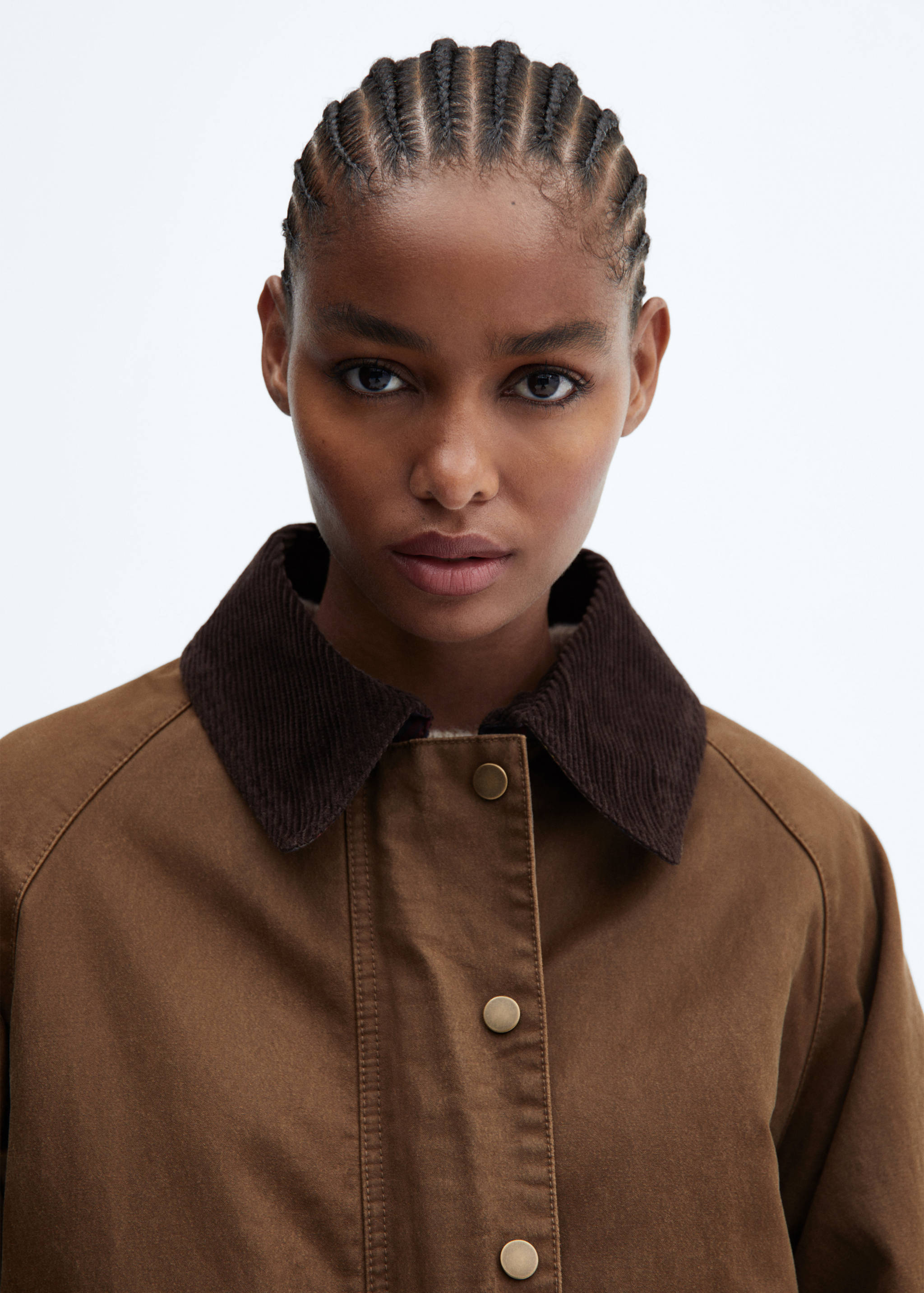 Waxed-effect short parka - Details of the article 1