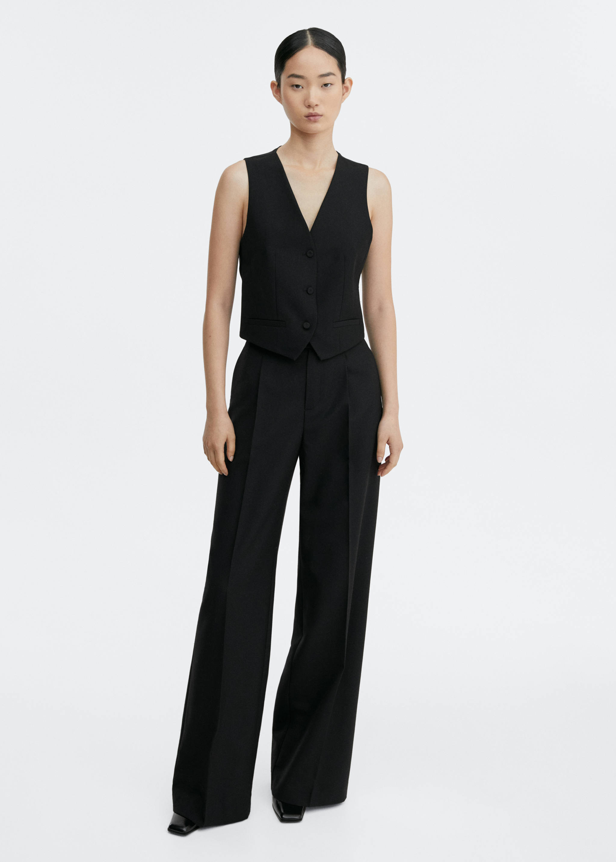 Check wool-blend suit waistcoat - General plane