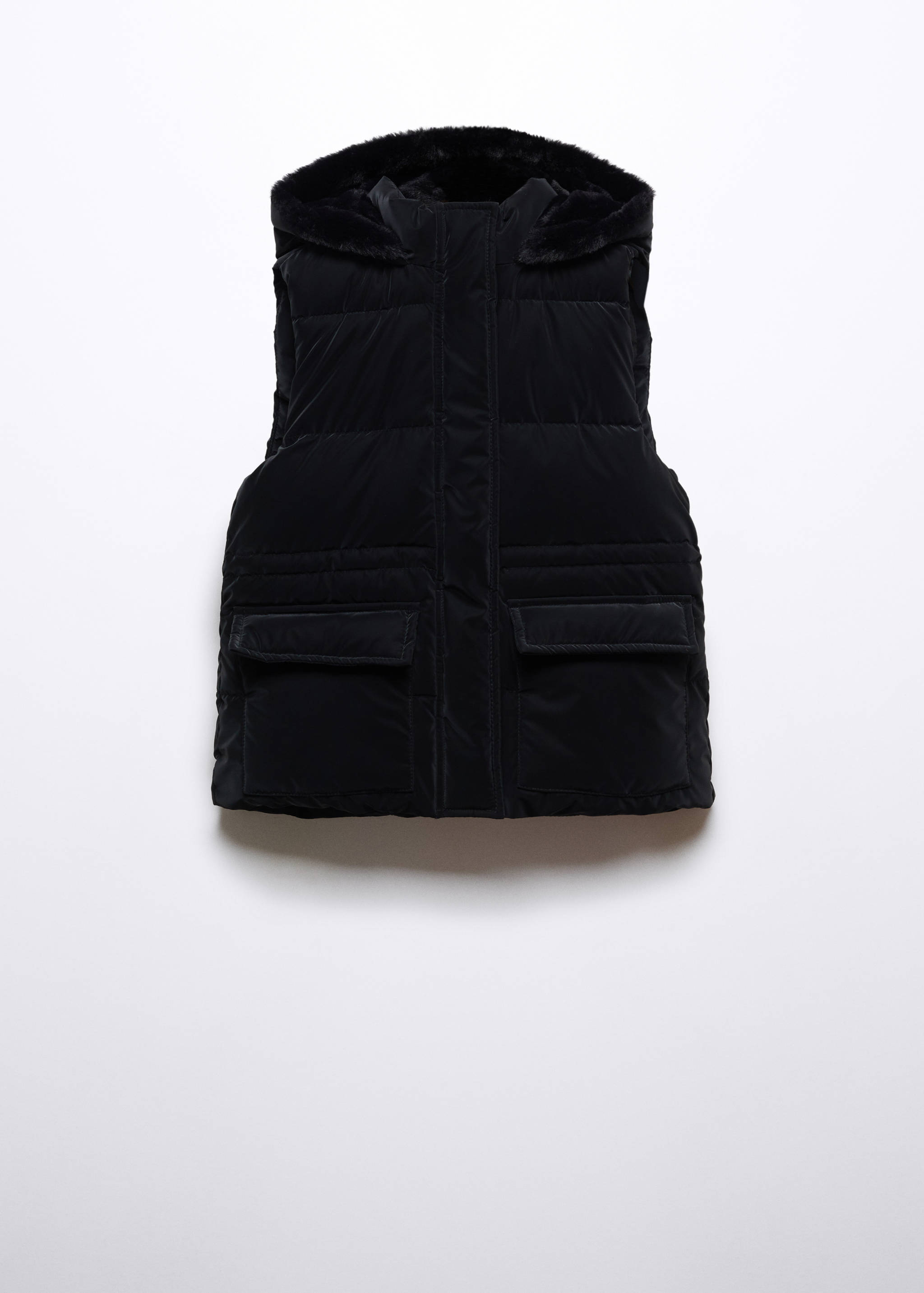 Quilted gilet with fur-effect hood - Article without model