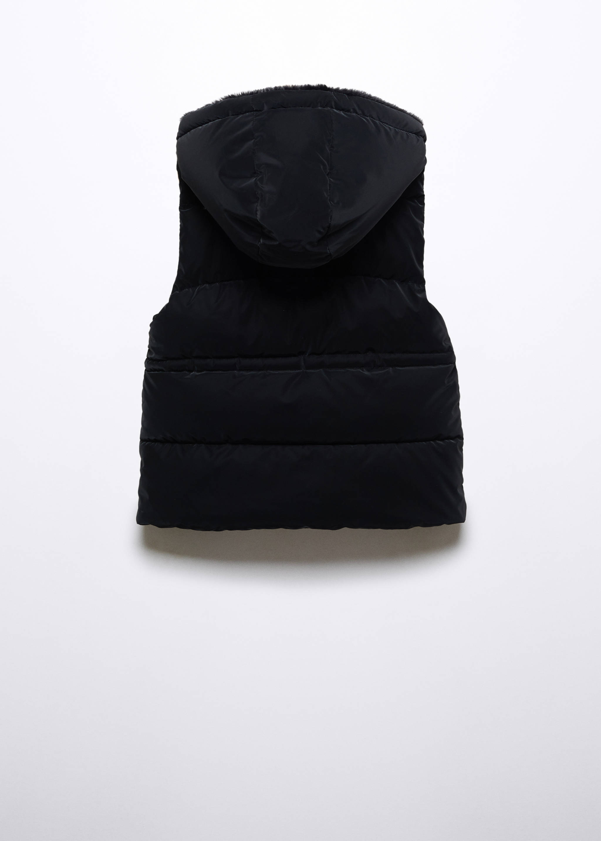 Quilted gilet with fur-effect hood - Reverse of the article