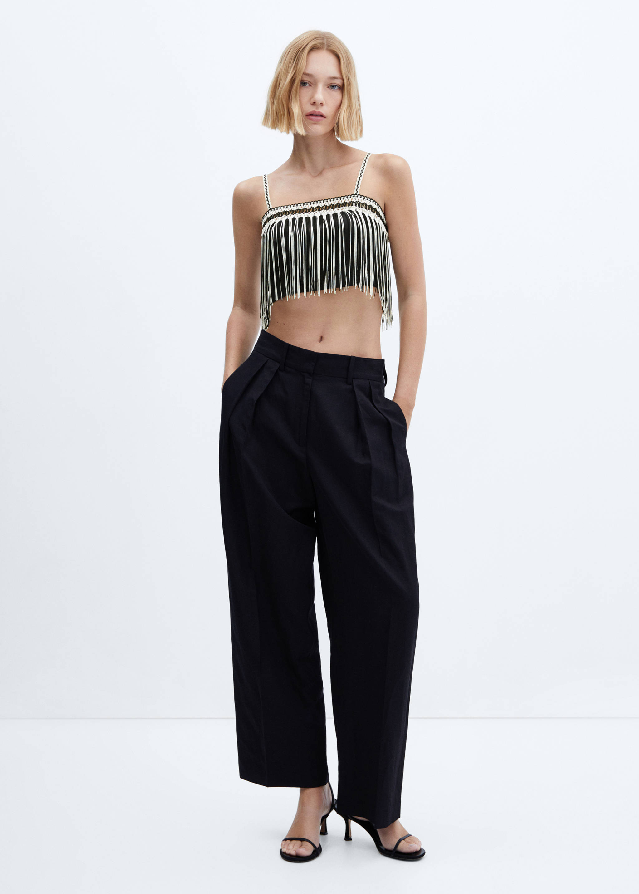 Fringed cropped top - General plane