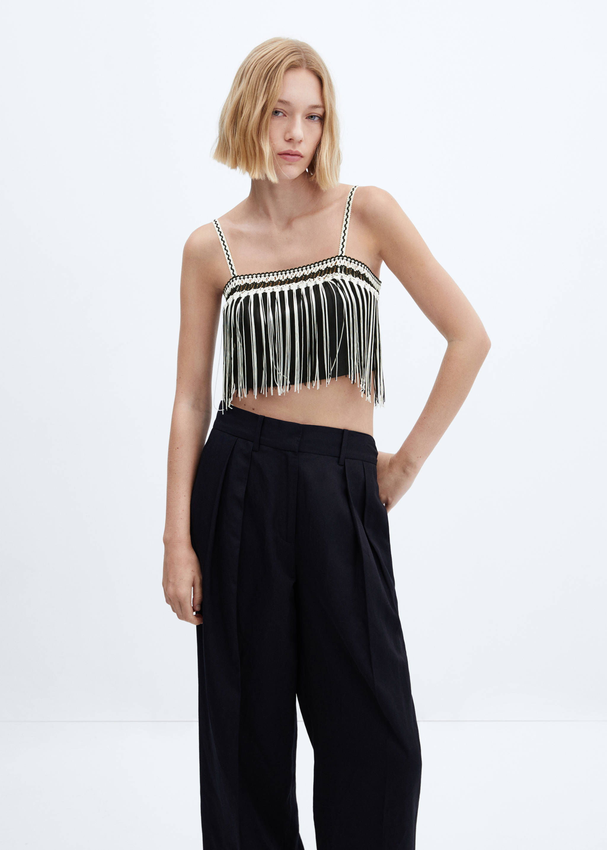 Fringed cropped top - Medium plane