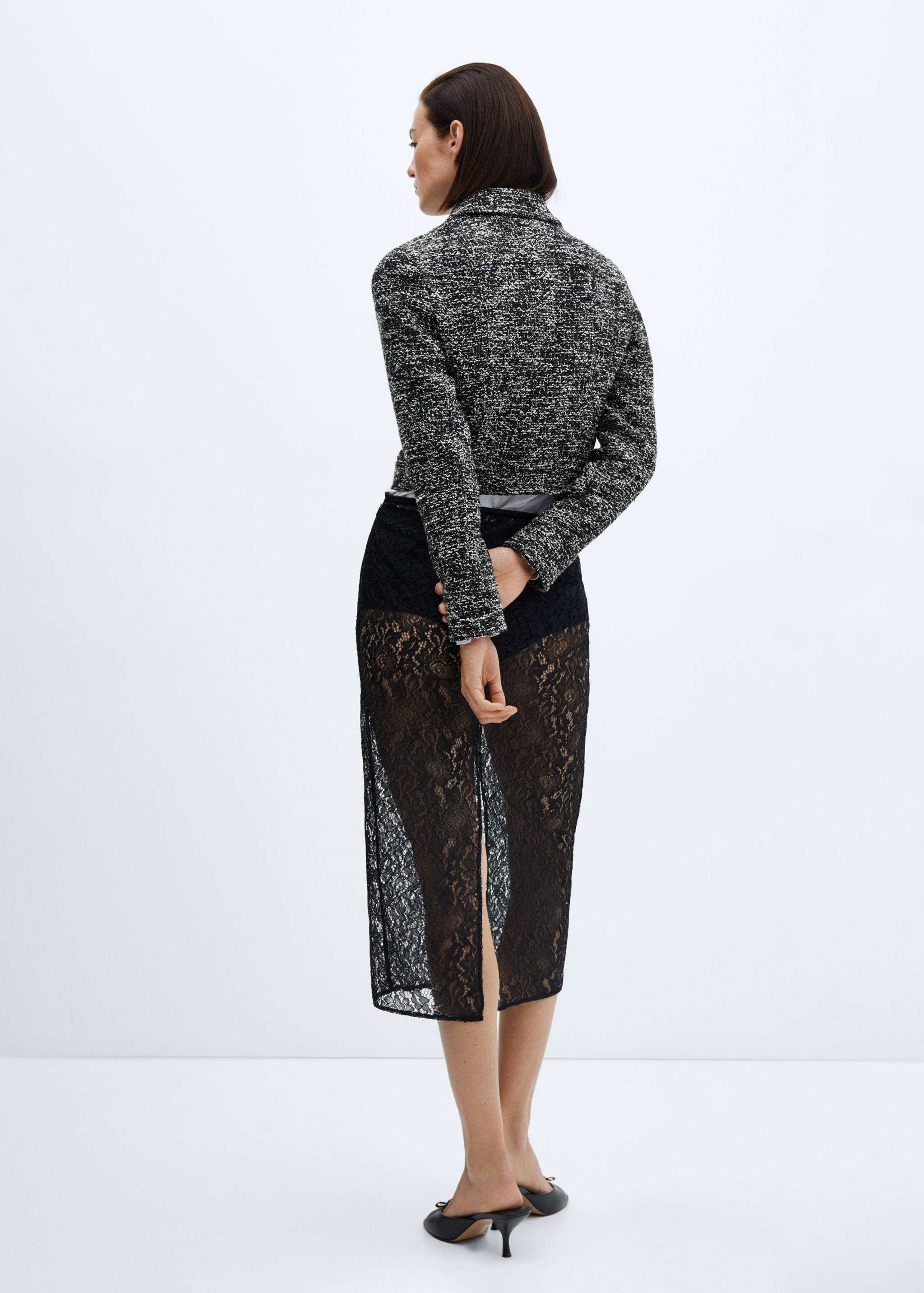 Veste tweed col chemise - Verso de l’article
