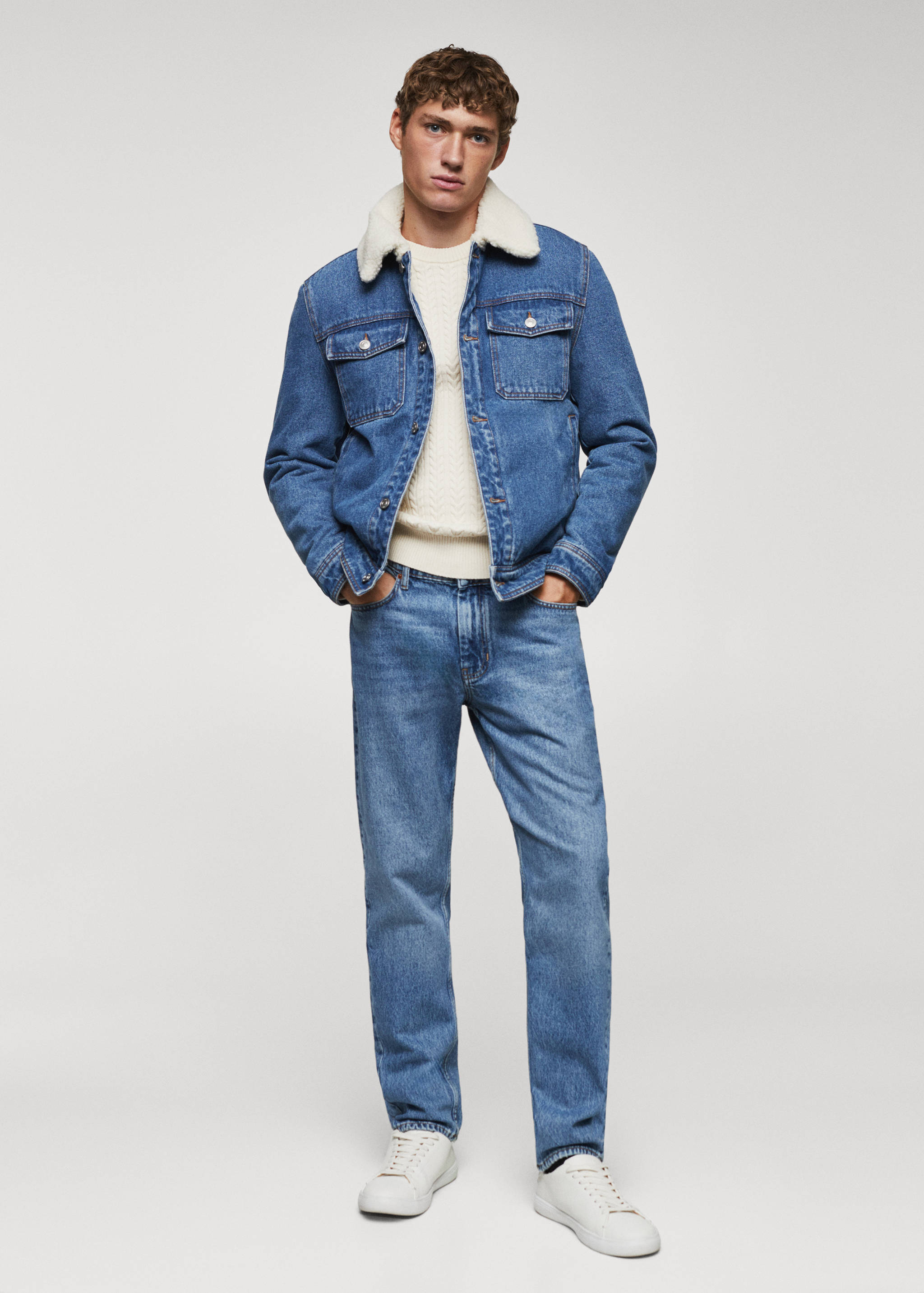 Shearling denim jacket - General plane