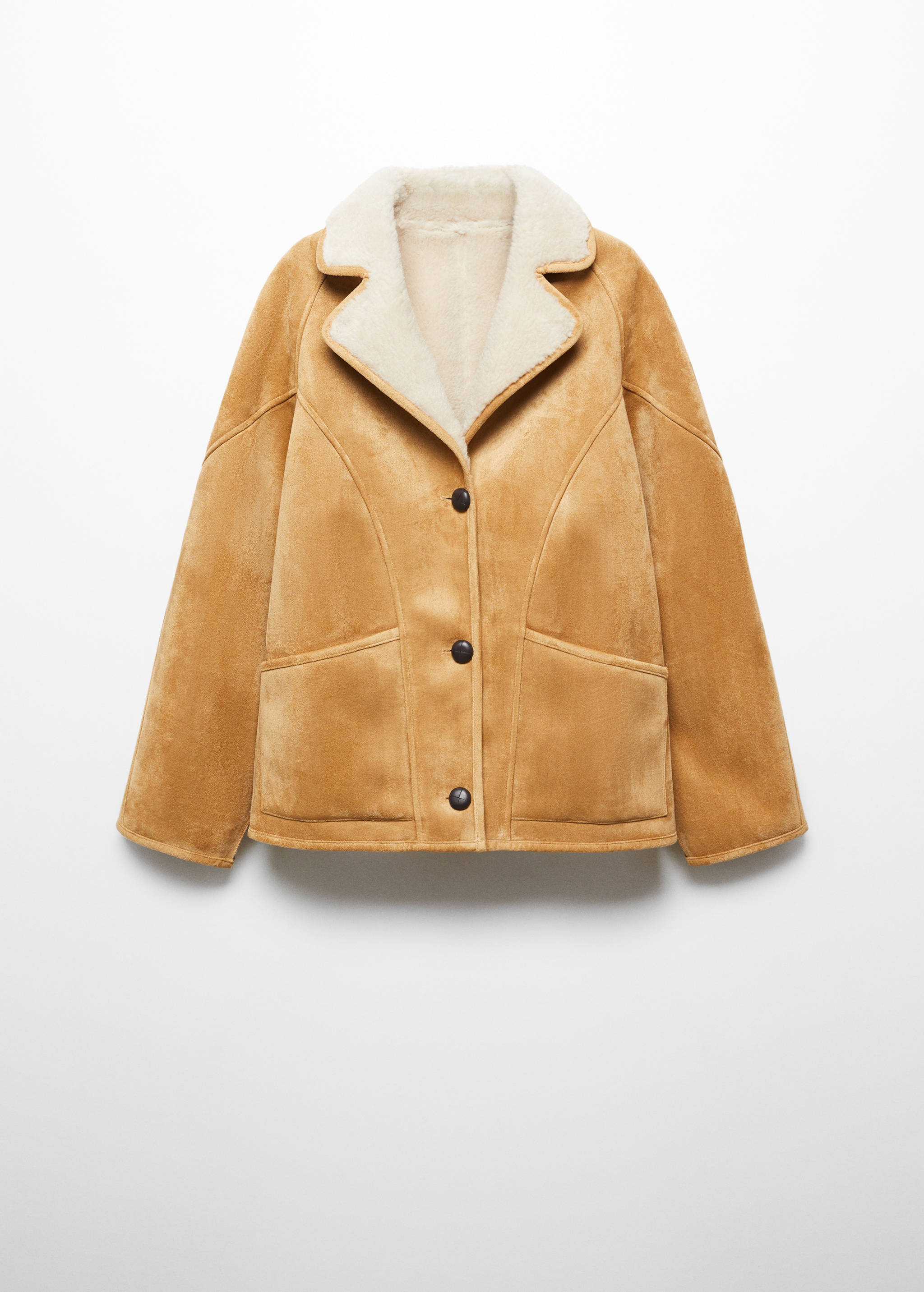 Shearling-lined coat with buttons - Article without model