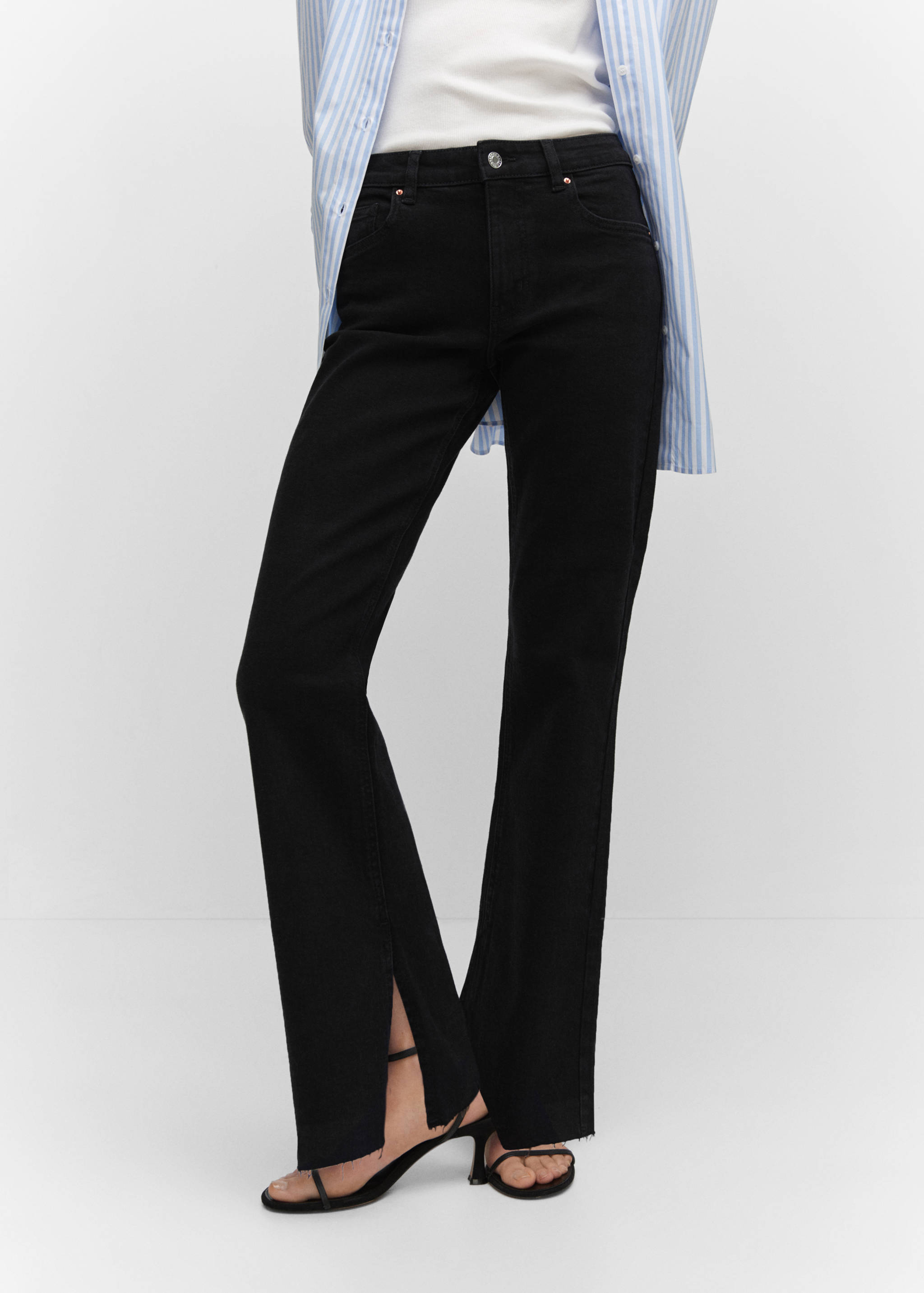 Medium-rise straight jeans with slits - Medium plane