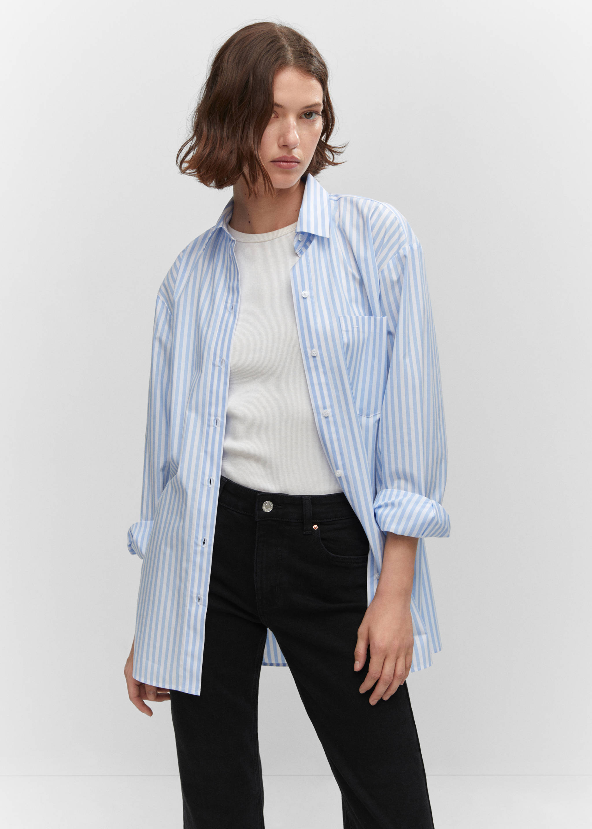 Medium-rise straight jeans with slits - Details of the article 1