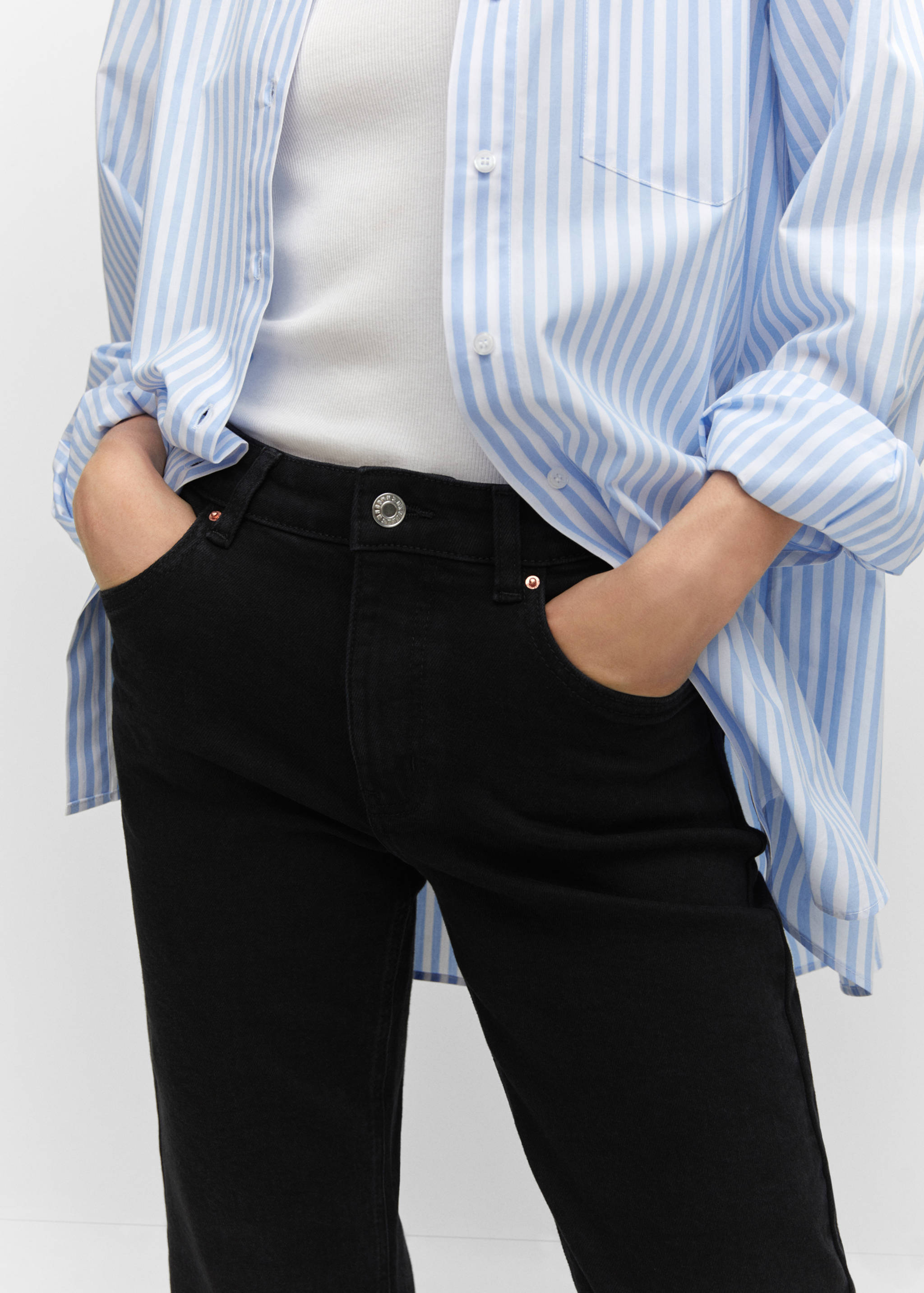 Medium-rise straight jeans with slits - Details of the article 6