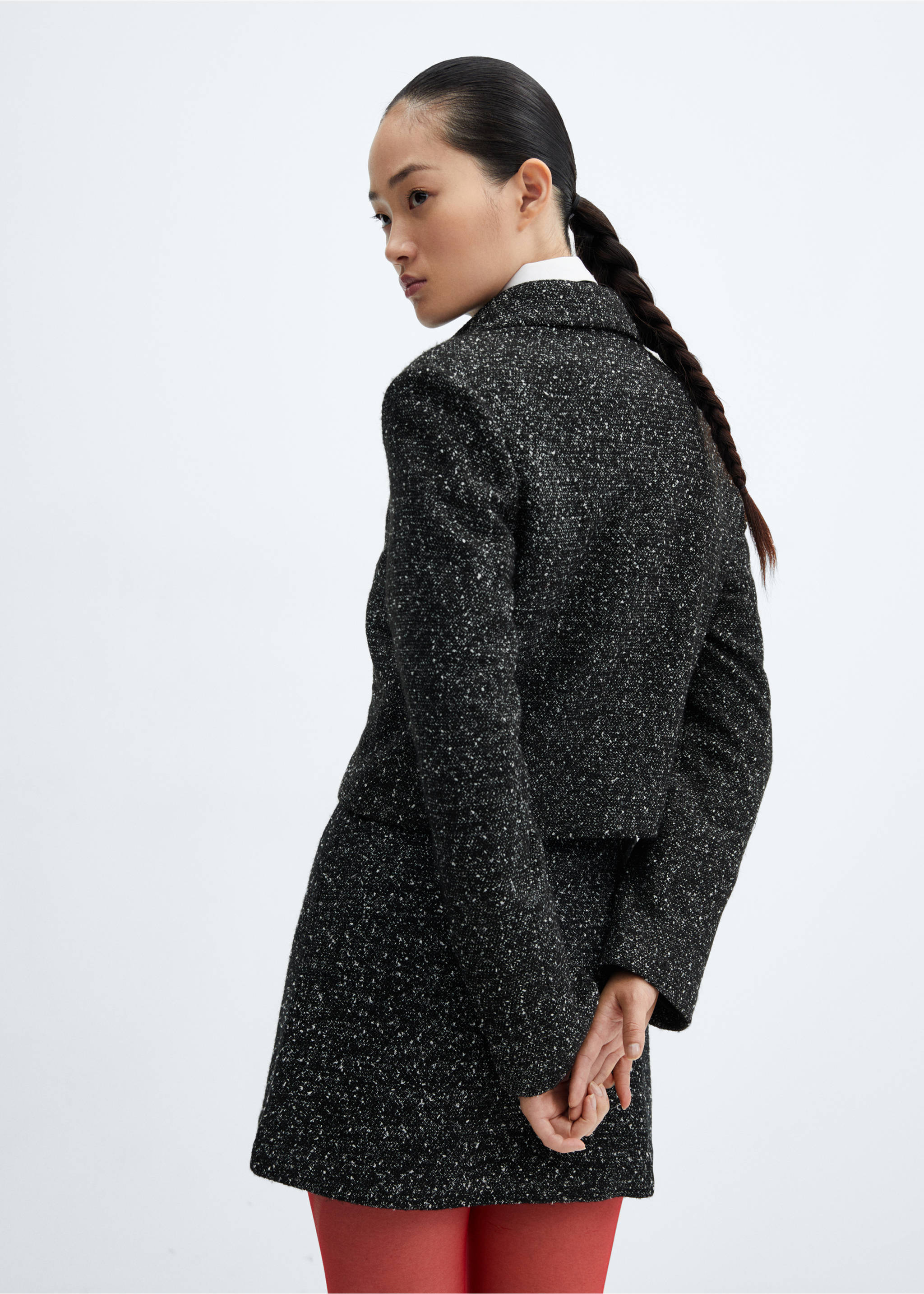 Chaqueta tweed jaspeada - Reverso del artículo, Negro. Ref: 57087729-00.