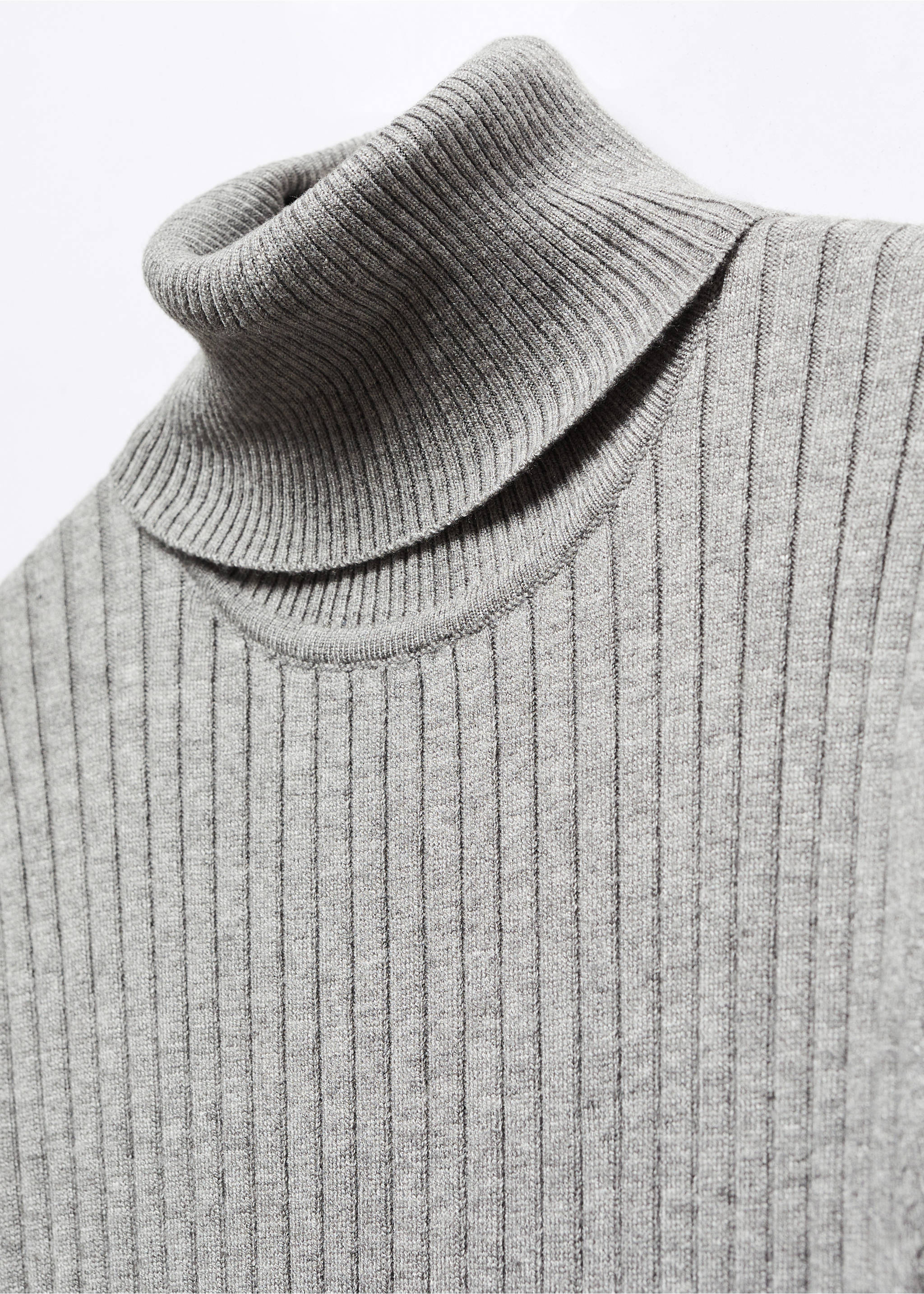 Turtleneck ribbed midi-dress - Details of the article 8, Light Heather Grey. Ref: 57087730-00.