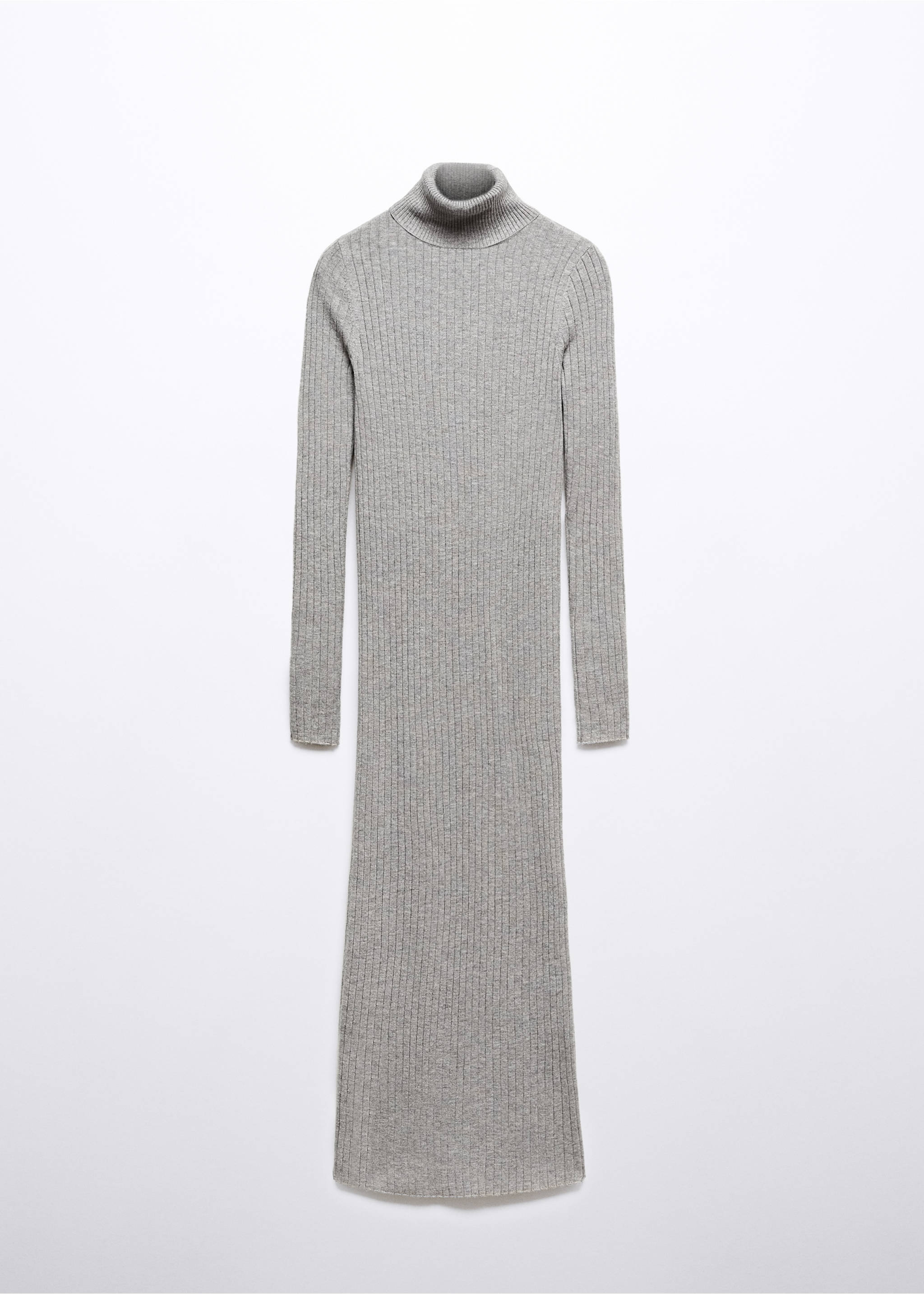 Turtleneck ribbed midi-dress - Article without model, Light Heather Grey. Ref: 57087730-00.
