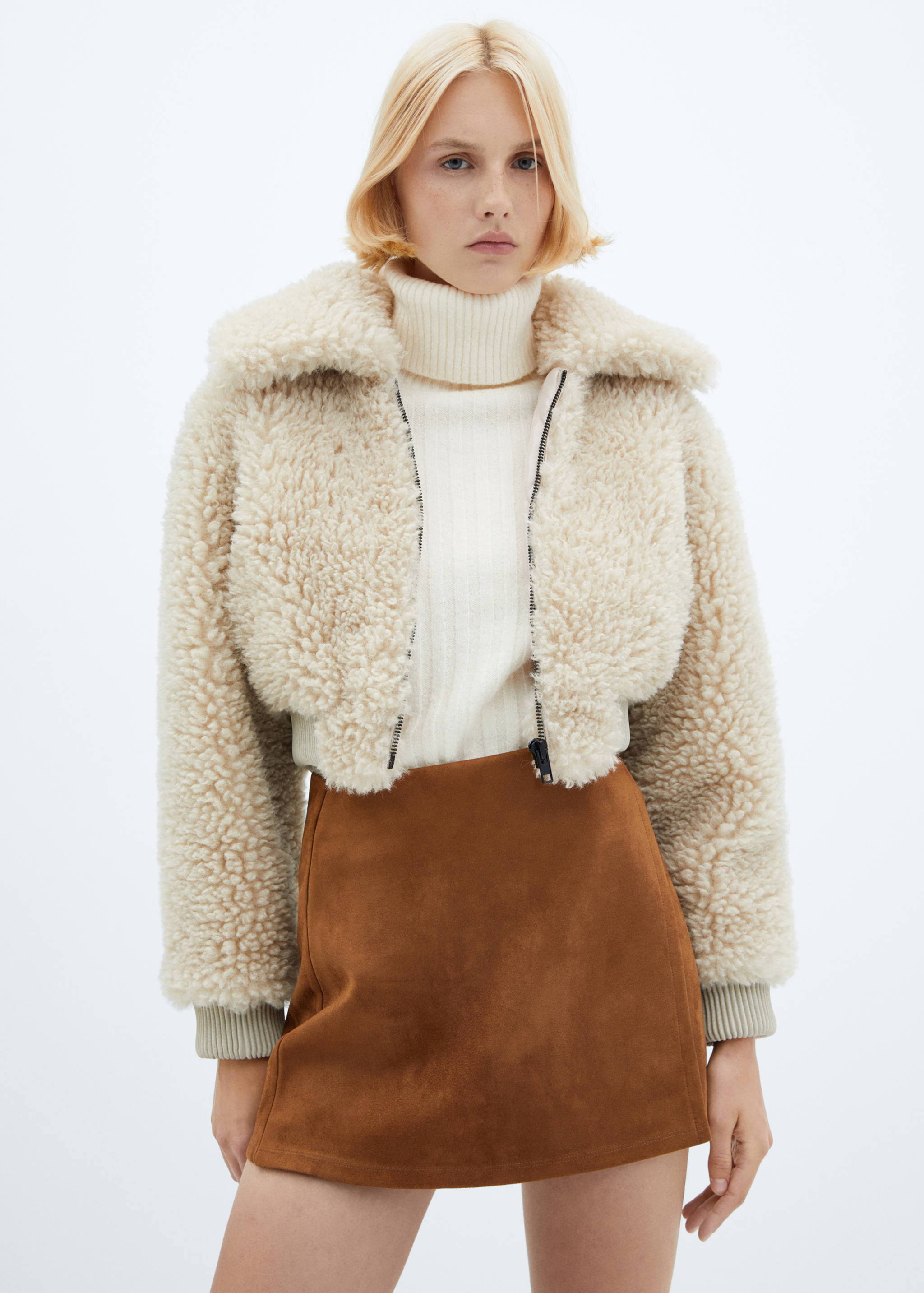 绒面革迷你裙 - null