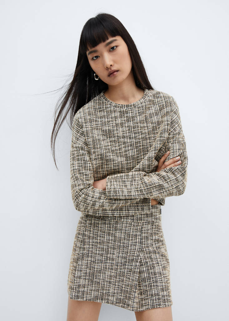 Marbled tweed sweatshirt — Beige