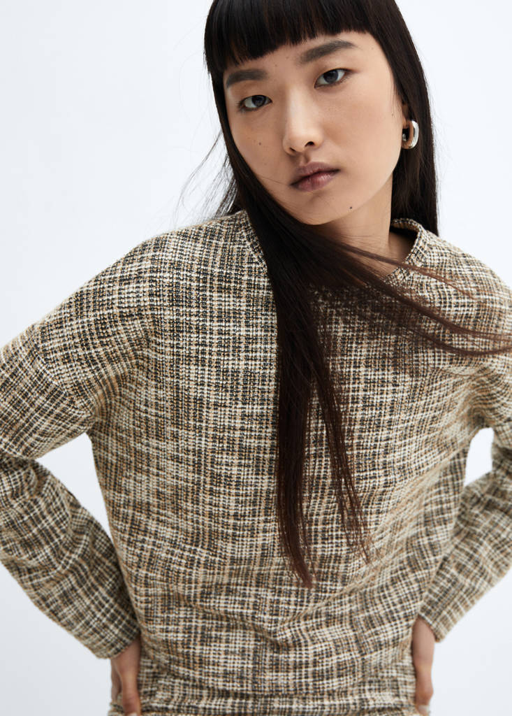 Marbled tweed sweatshirt — Beige