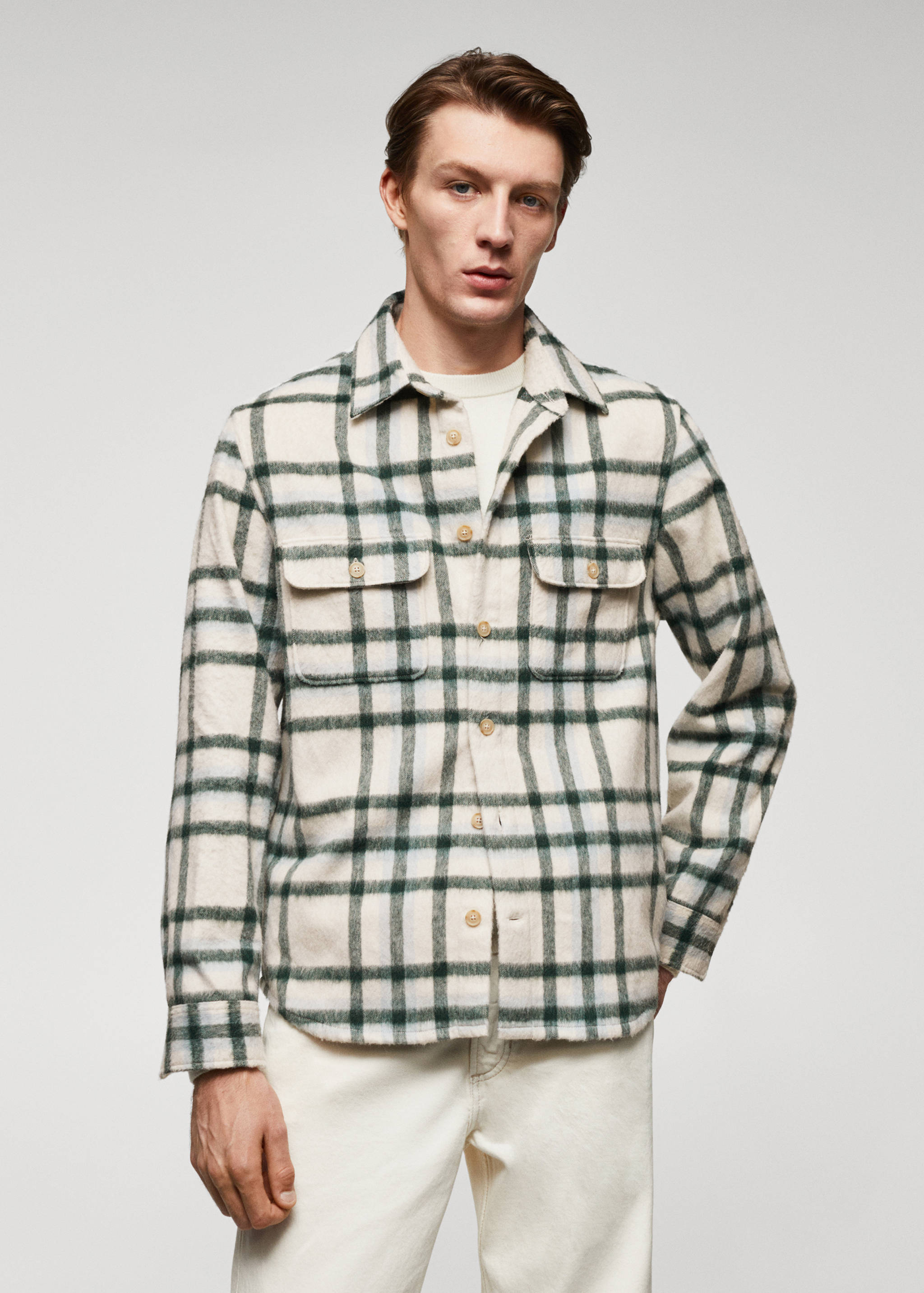 Check wool overshirt - Medium plane