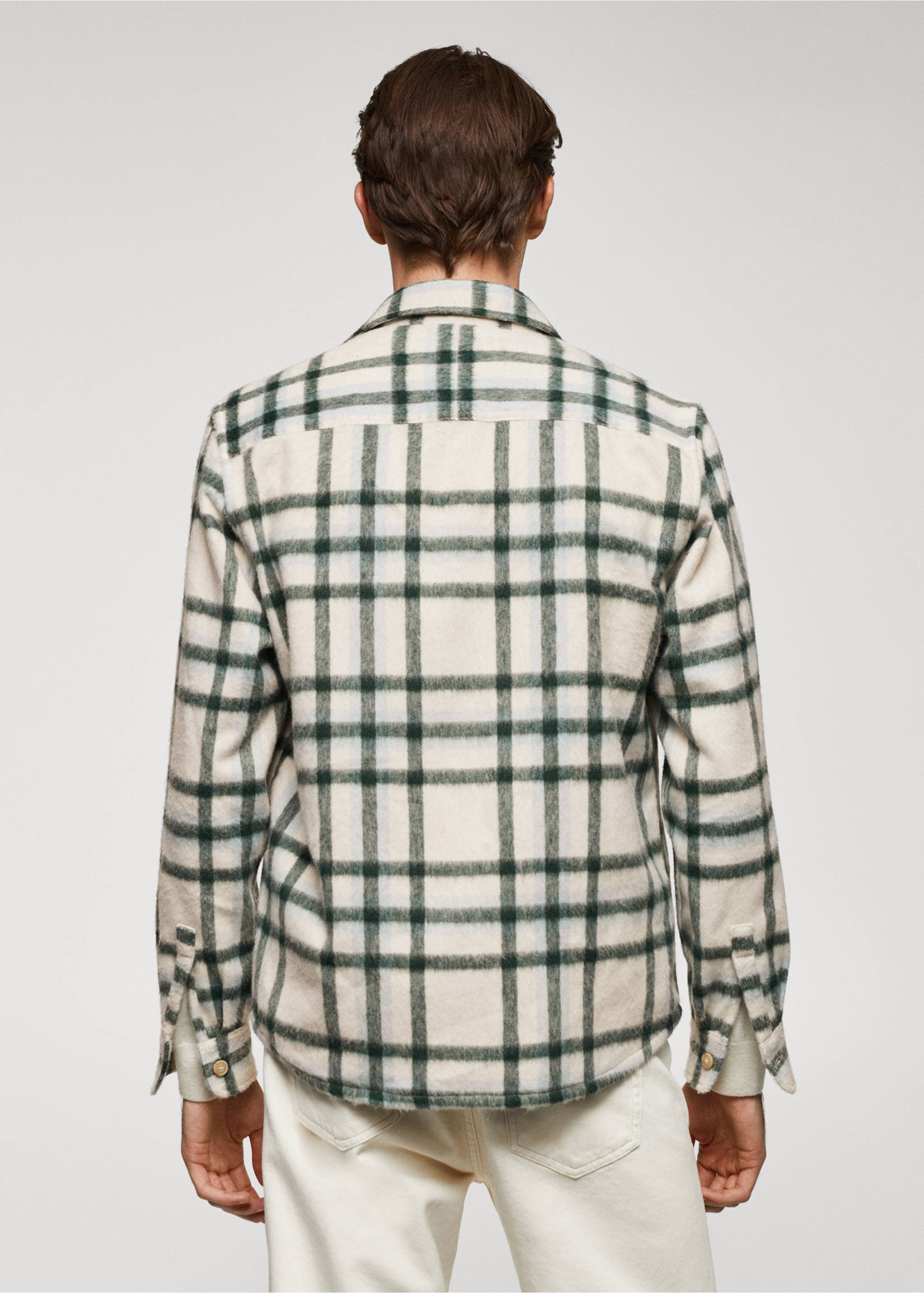 Check wool overshirt - Reverse of the article, Green. Ref: 57087760-00.