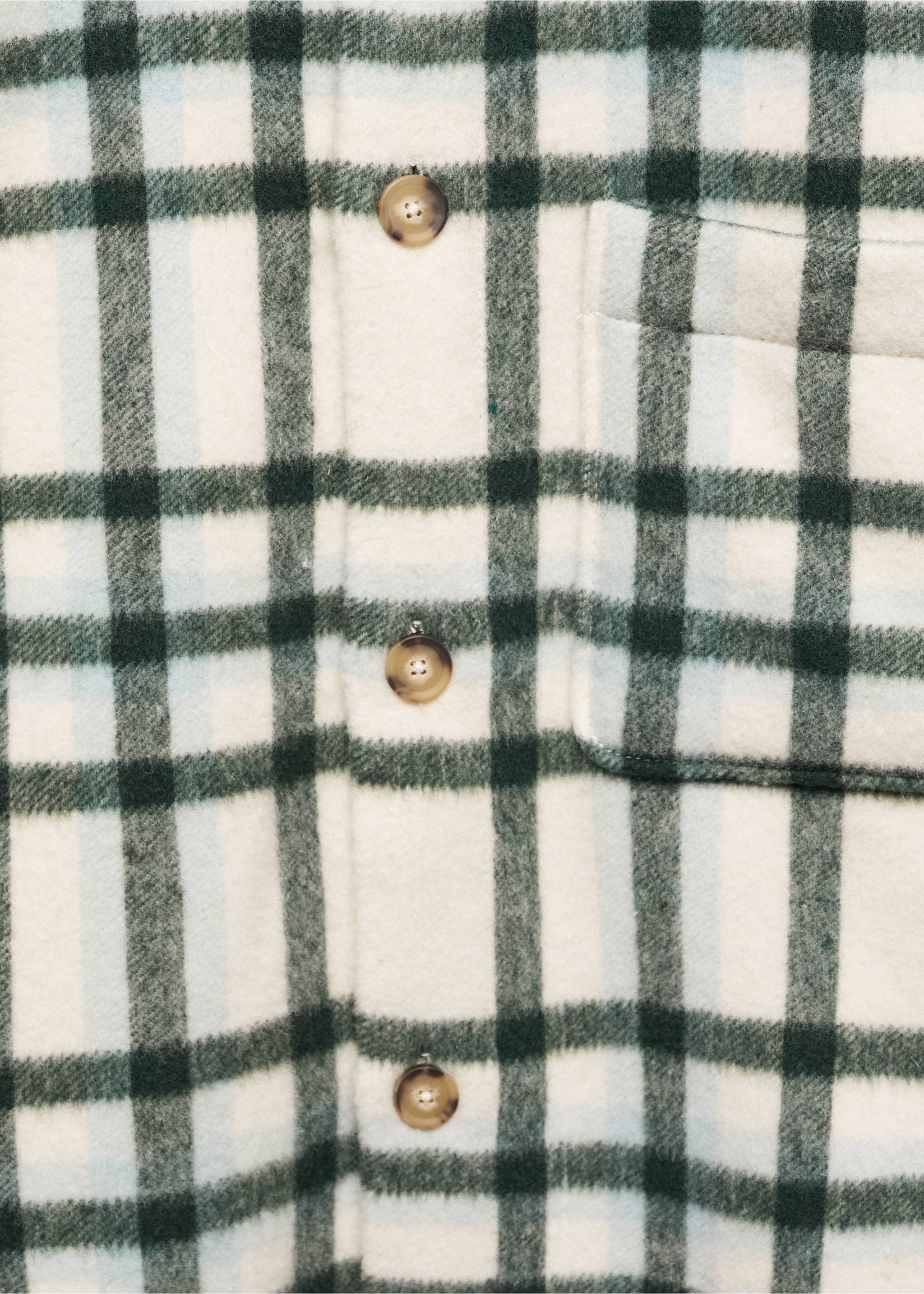 Check wool overshirt - Details of the article 8, Green. Ref: 57087760-00.