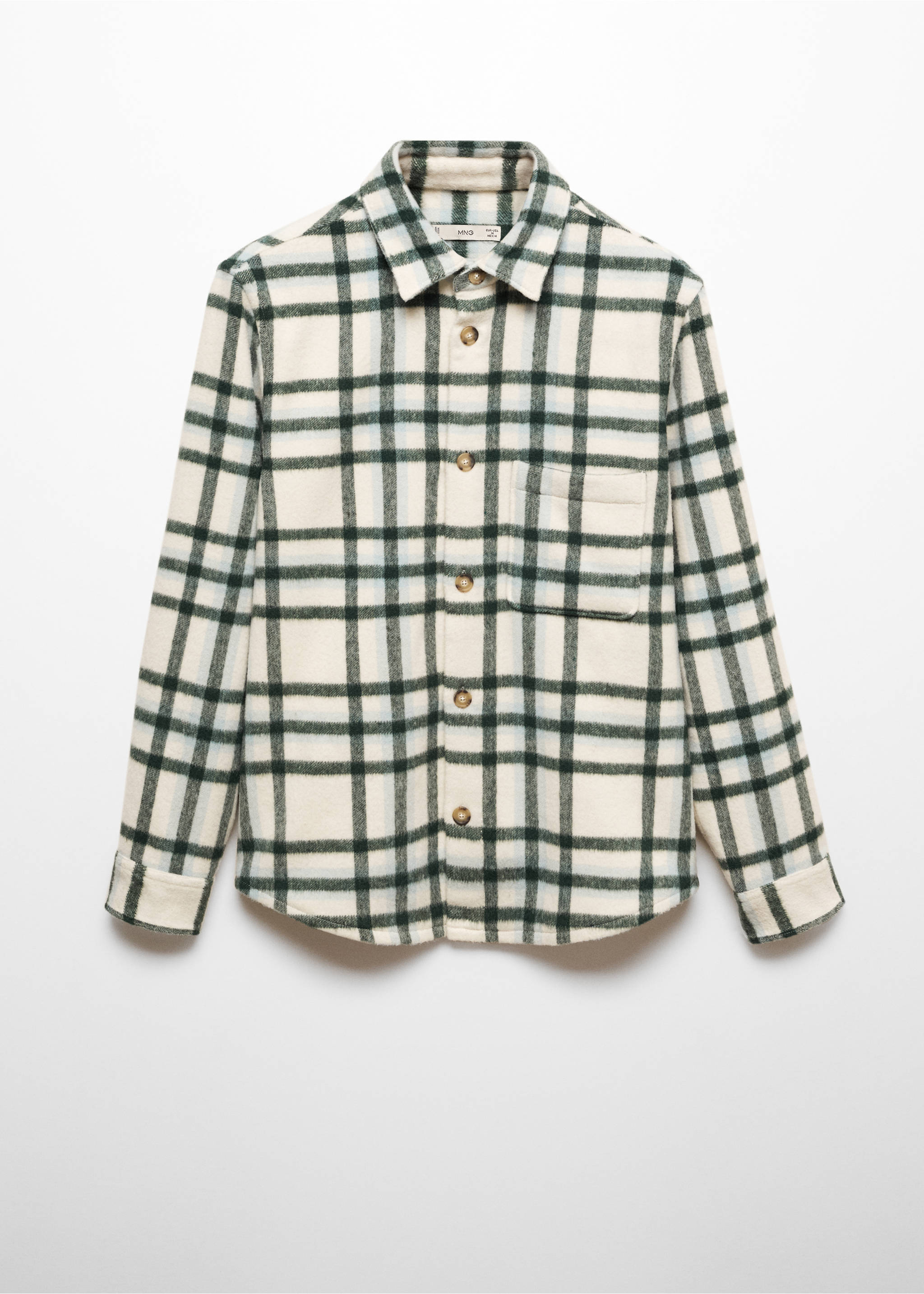 Check wool overshirt - Article without model, Green. Ref: 57087760-00.