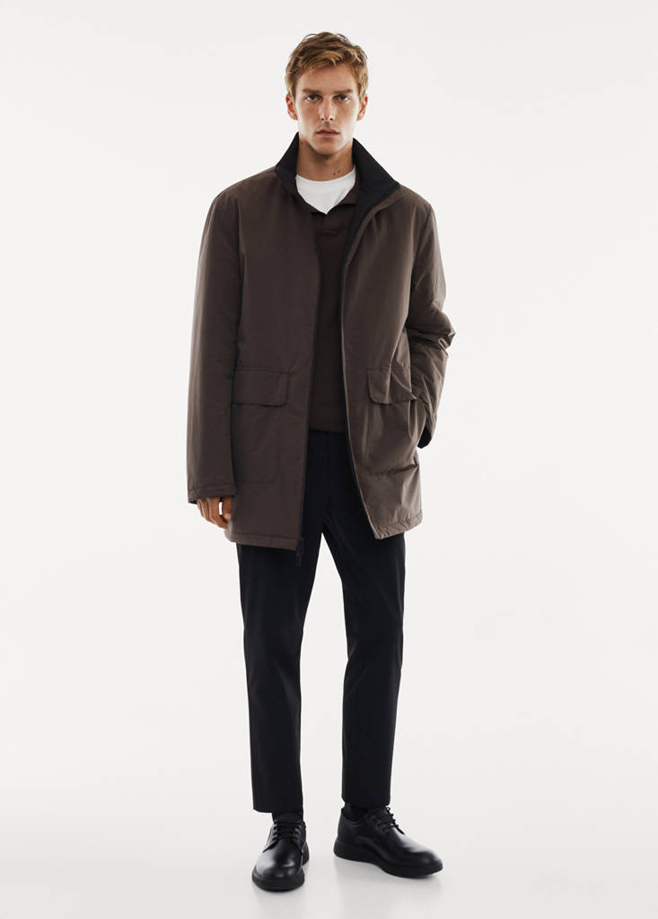 Reversible water-repellent quilted parka — Grey