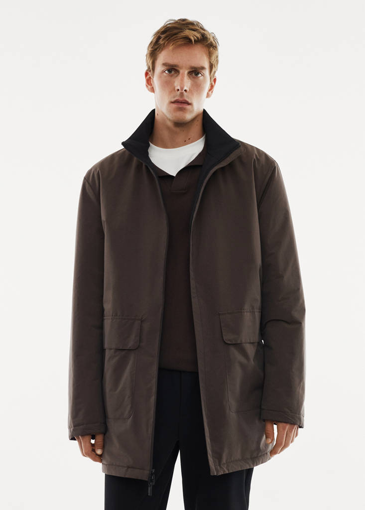 Reversible water-repellent quilted parka — Grey