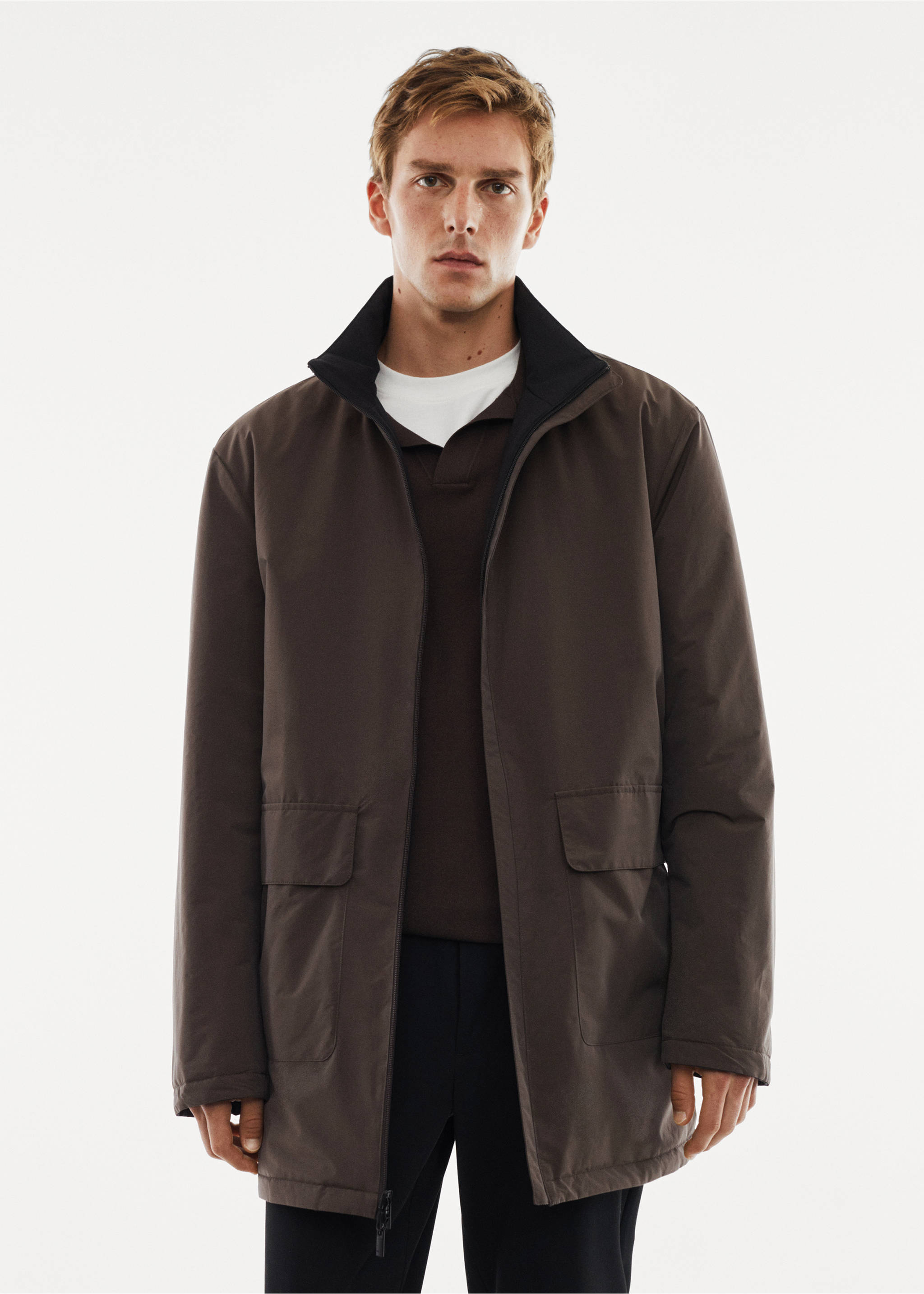 Parka reversible acolchada water repellent - Plano medio, Gris. Ref: 57088263-00.
