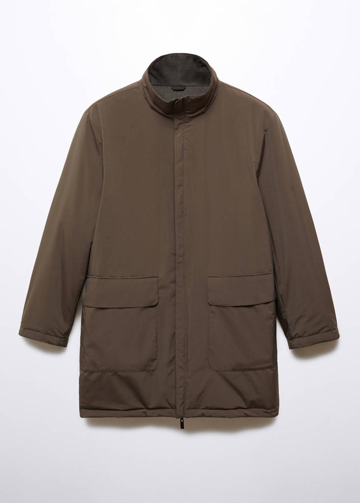 Reversible water-repellent quilted parka — Grey