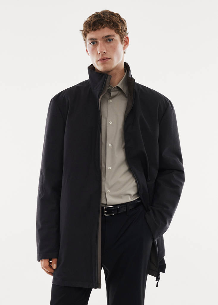 Reversible water-repellent quilted parka — Grey