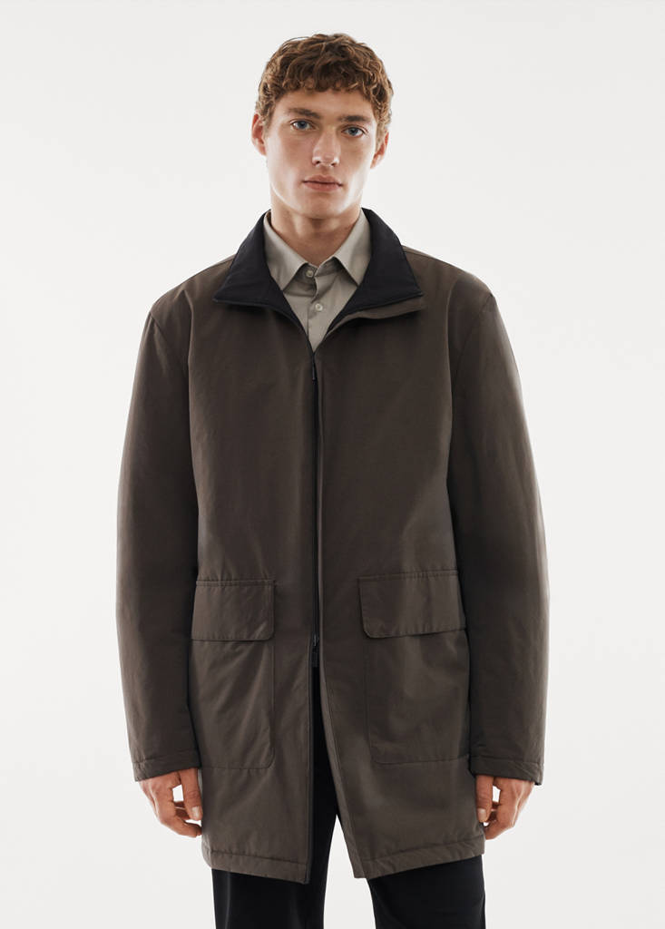 Reversible water-repellent quilted parka — Grey