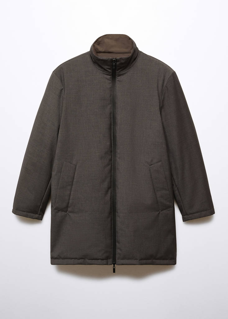 Reversible water-repellent quilted parka — Grey