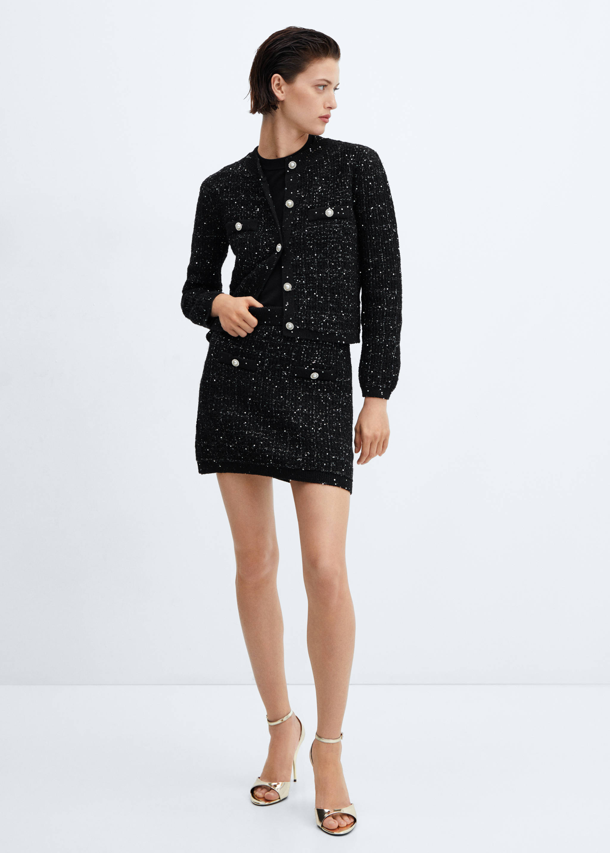 Falda tweed botones - Plano general