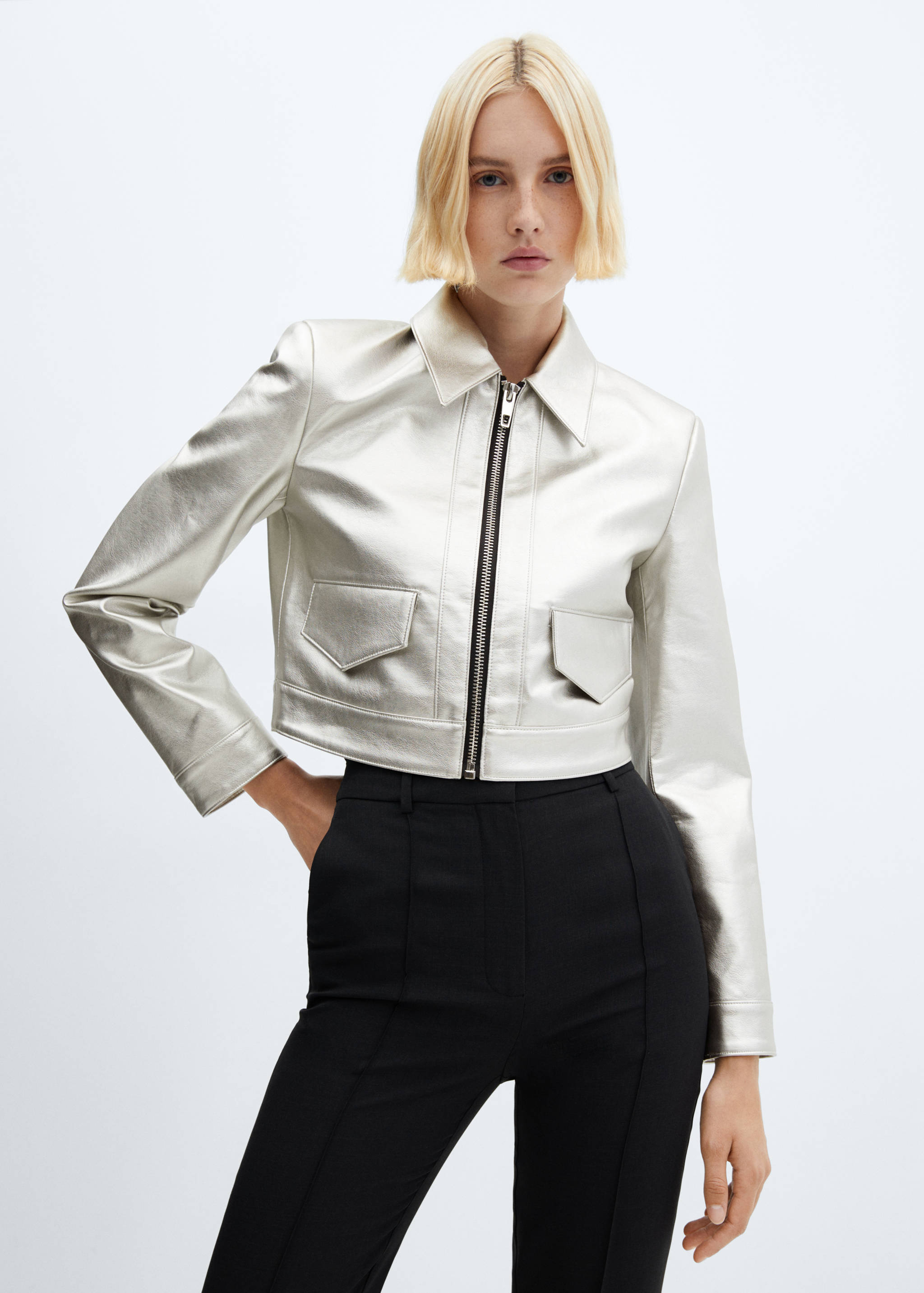 Metallic cropped jacket - Medium plane