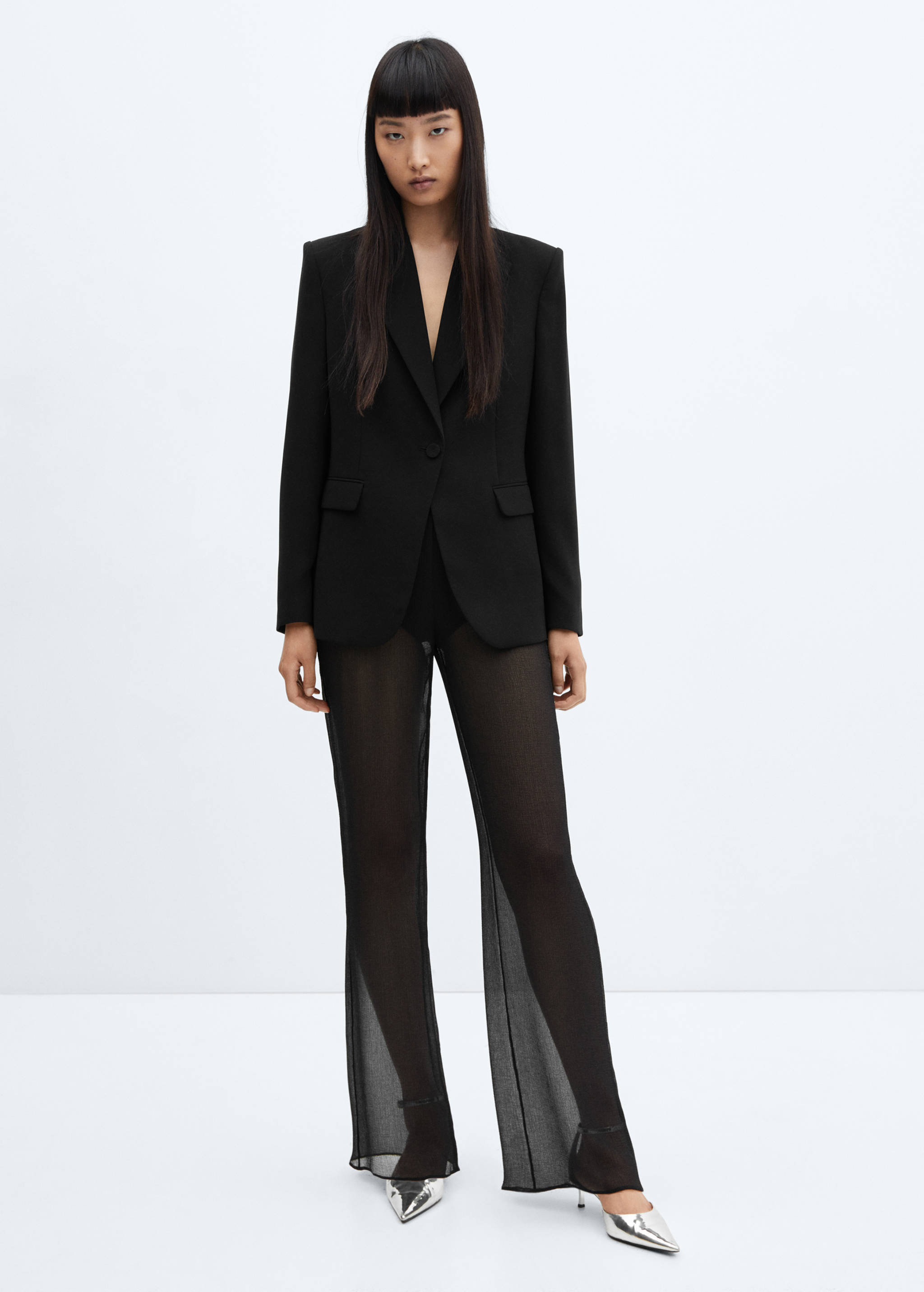 Semi-transparent wide leg trousers - General plane