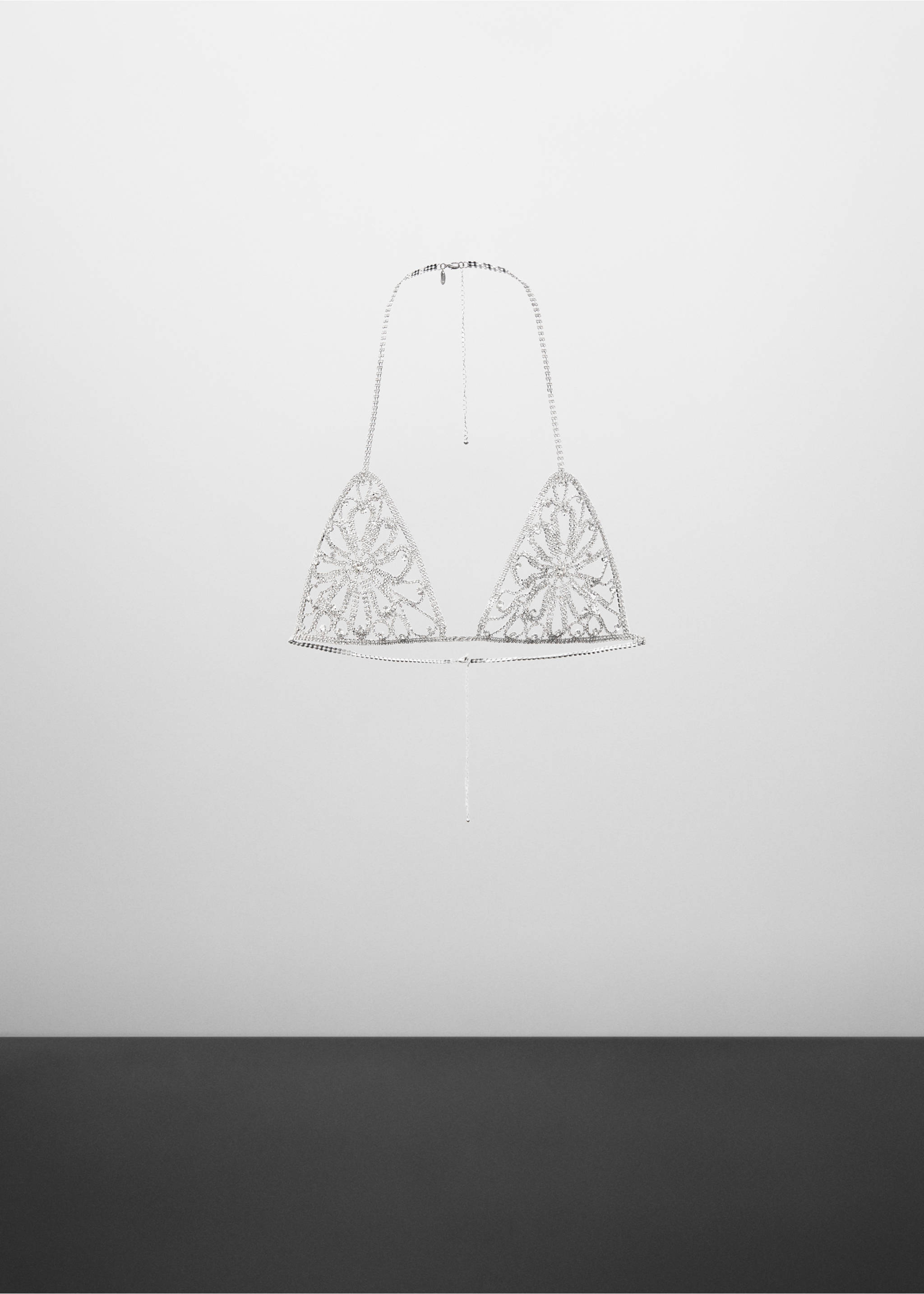 Rhinestone crystal body necklace - Article without model, Silver. Ref: 57089116-00.