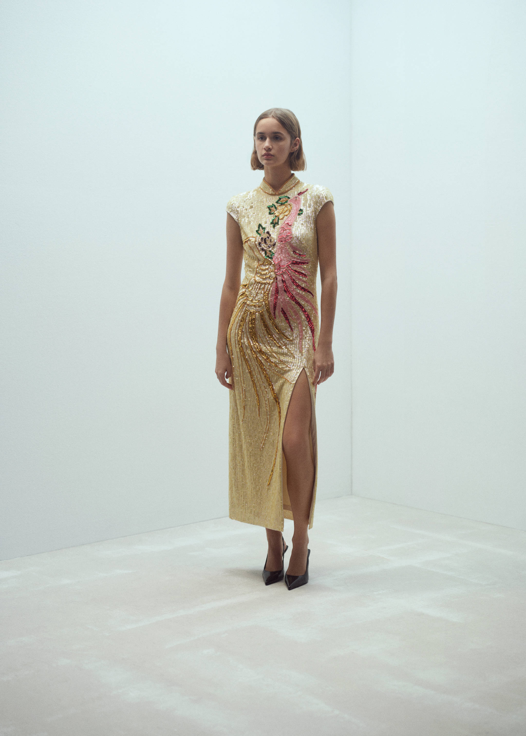 Sequin-embroidered design dress - General plane